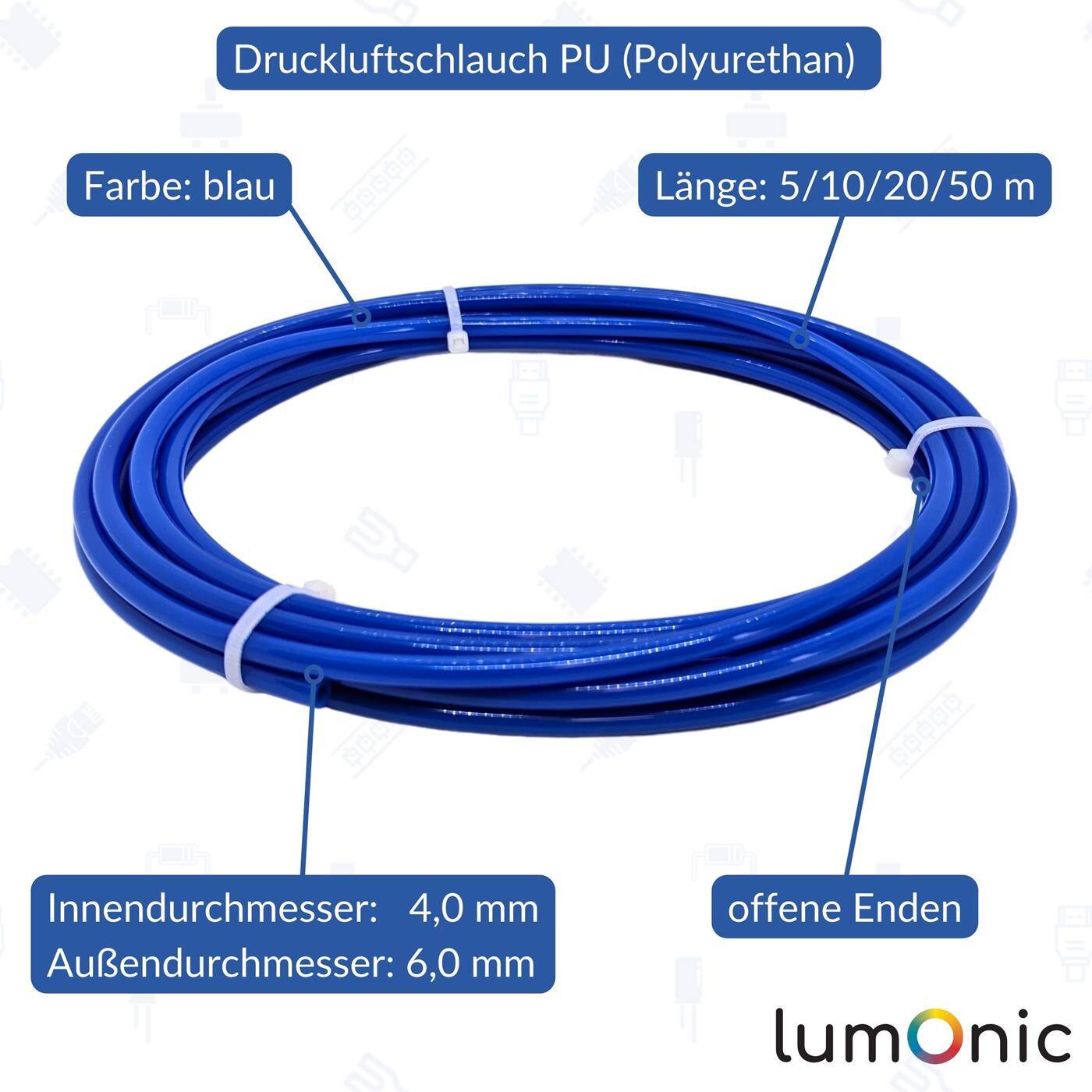 20m Compressed air hose PU 4/6mm Mechanical engineering Pneumatic systems Workshop PU hose Polyurethane flexible, abrasion-resistant 20m Compressed air hose PU 4/6mm Mechanical engineering Pneumatic systems Workshop PU hose Polyurethane flexible, abrasion-resistant