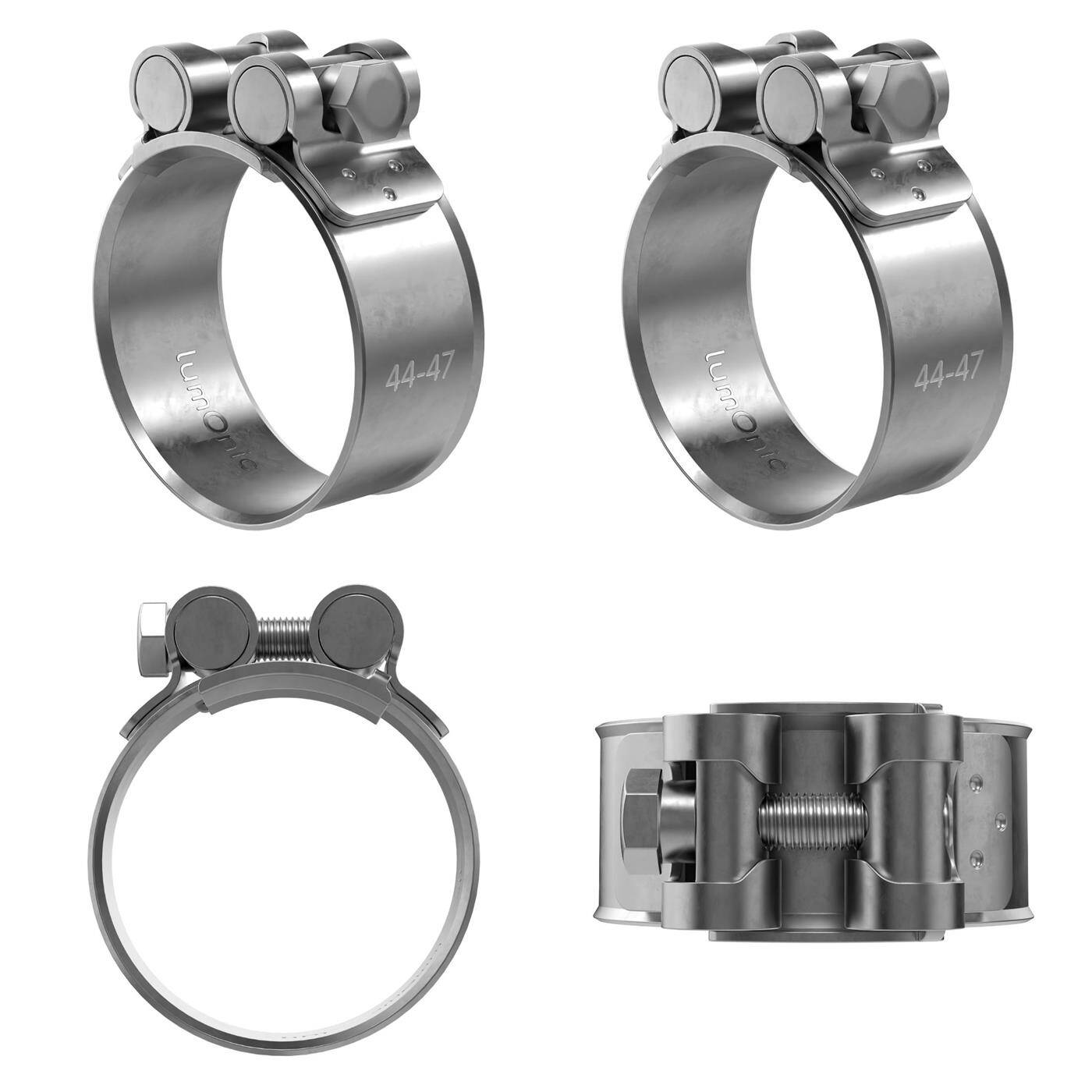 4x Lumonic Gelenkbolzenschelle Edelstahl 44-47mm V2A Auspuffschelle für Bau PKW LKW