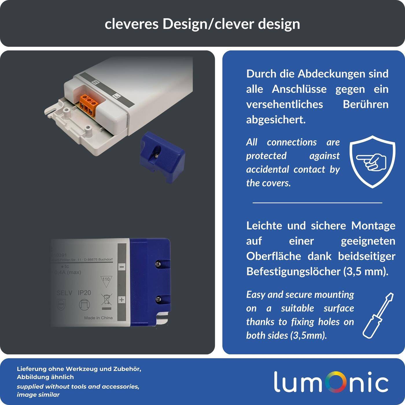 LED Trafo BLV-30-12 12V 30W Input 220-230VAC flimmerfrei & effizient Überlastschutz LED-Netzteil für LED-Beleuchtung & LED-Streifen