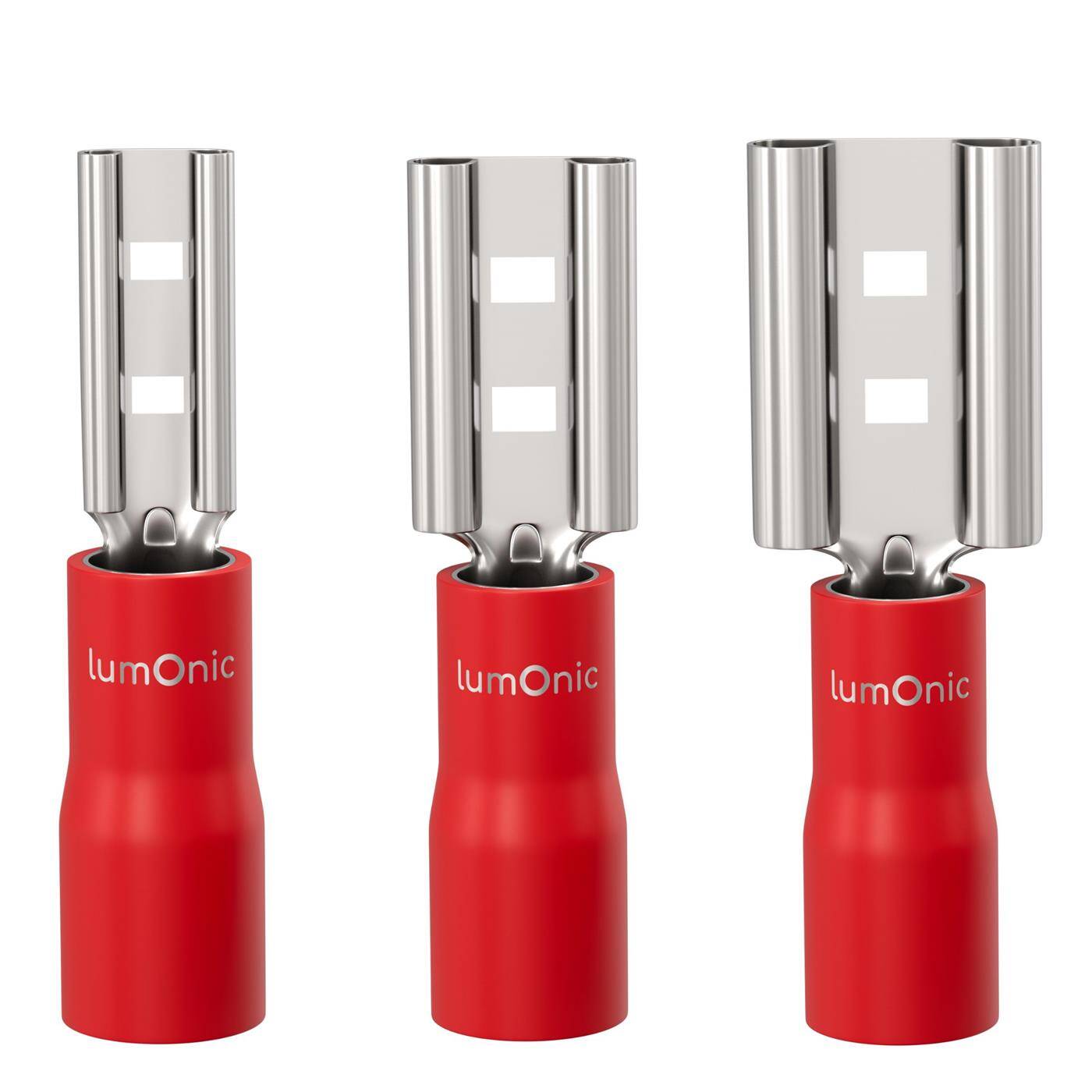 25x Flachsteckhülse teilisoliert 0,5-1,5mm² Steckmaß 0,8x2,8mm Rot für Flachstecker Messing verzinnt