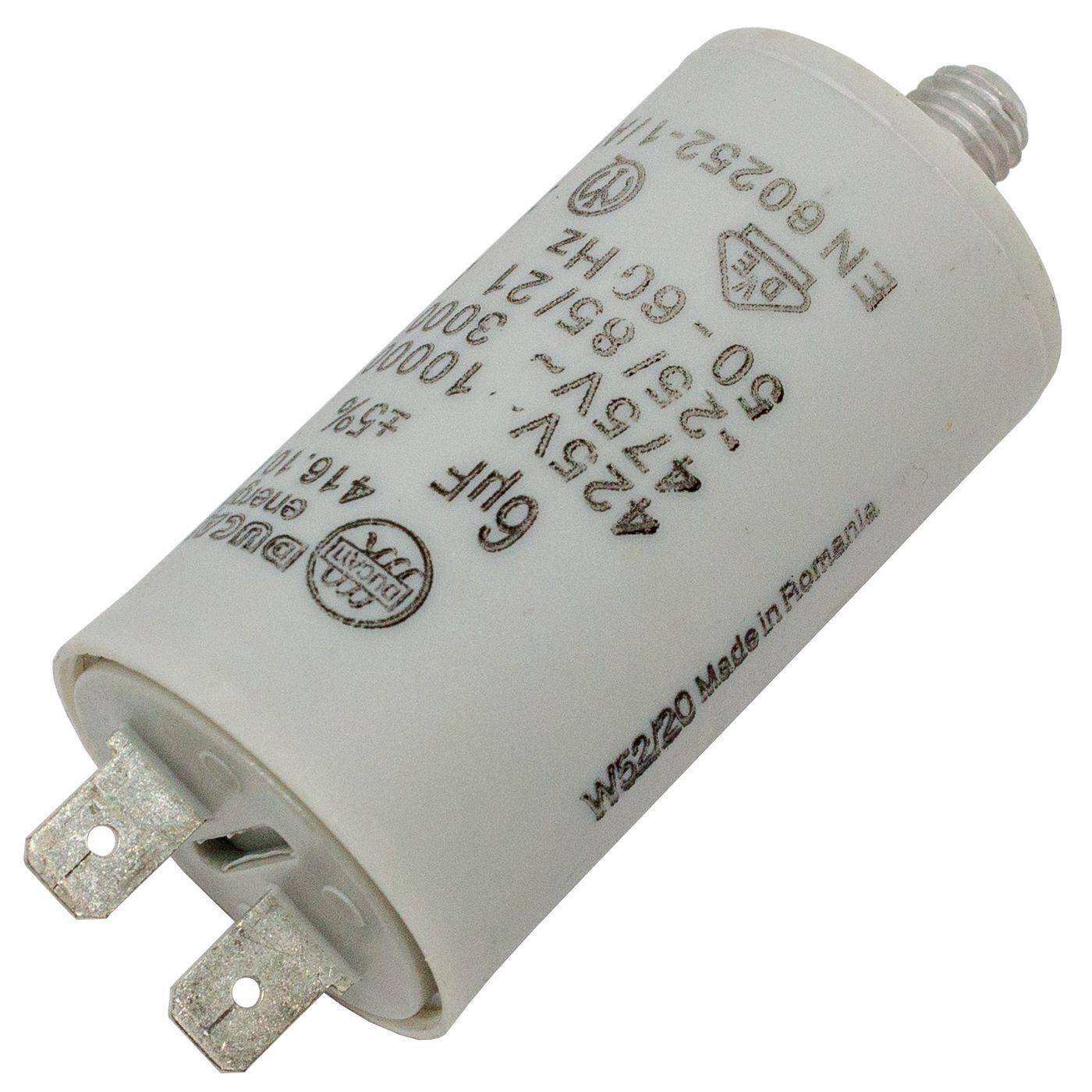 Lumonic Anlaufkondensator 416.10.82 B inkl. Stecker 6,3x0,8mm | Motorkondensator 6µF 400V 30x56mm I Kondensator im isolierten Kunststoffgehäuse