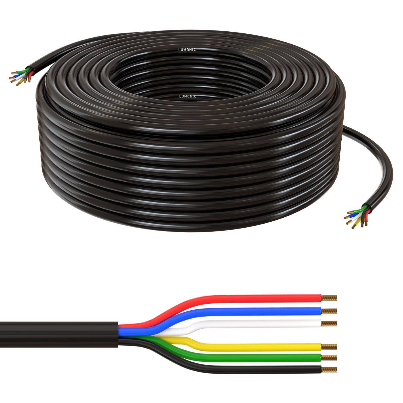 1m RGBW CCT LED Control cable 6x 0,34mm² LiYY Extension 6 wire Power cable Black UV resistant