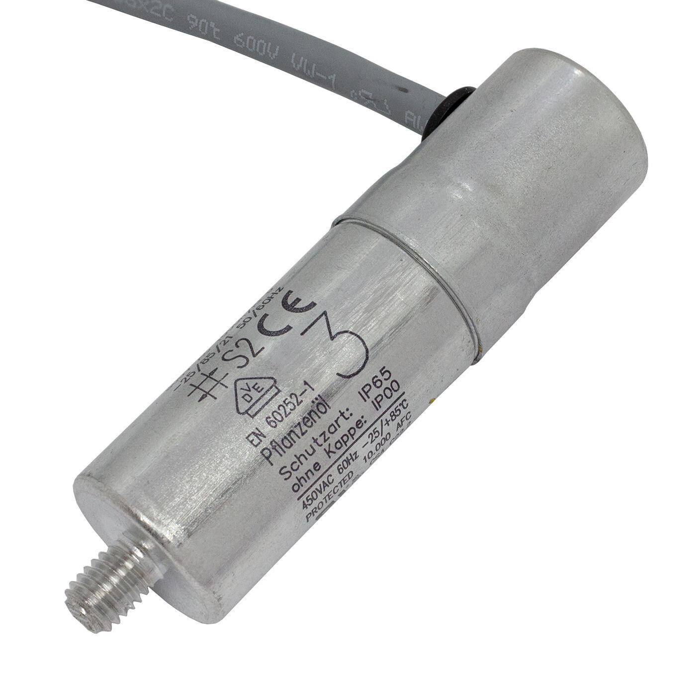 Lumonic Anlaufkondensator Hydra MKP-500 3-C inkl. Kabel 40cm | Motorkondensator 3µF 470V 25x85mm I Kondensator mit hochwertigem Metallgehäuse