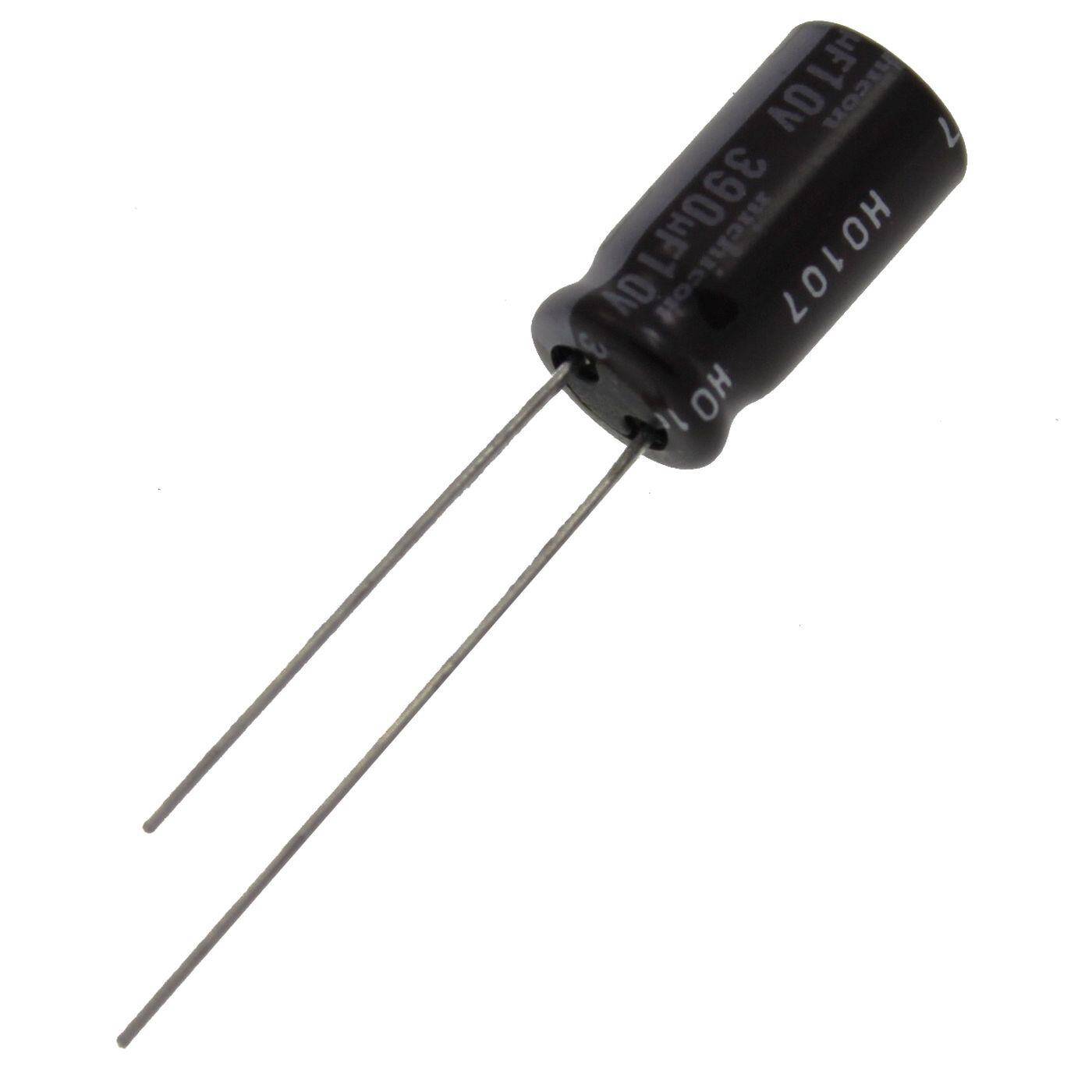 Elko Kondensator Radial 390µF 10V | Elektrolytkondensator bis zu einer Temperatur von 105°C | 8x16mm | 390uF UPJ1A391MPH Nichicon