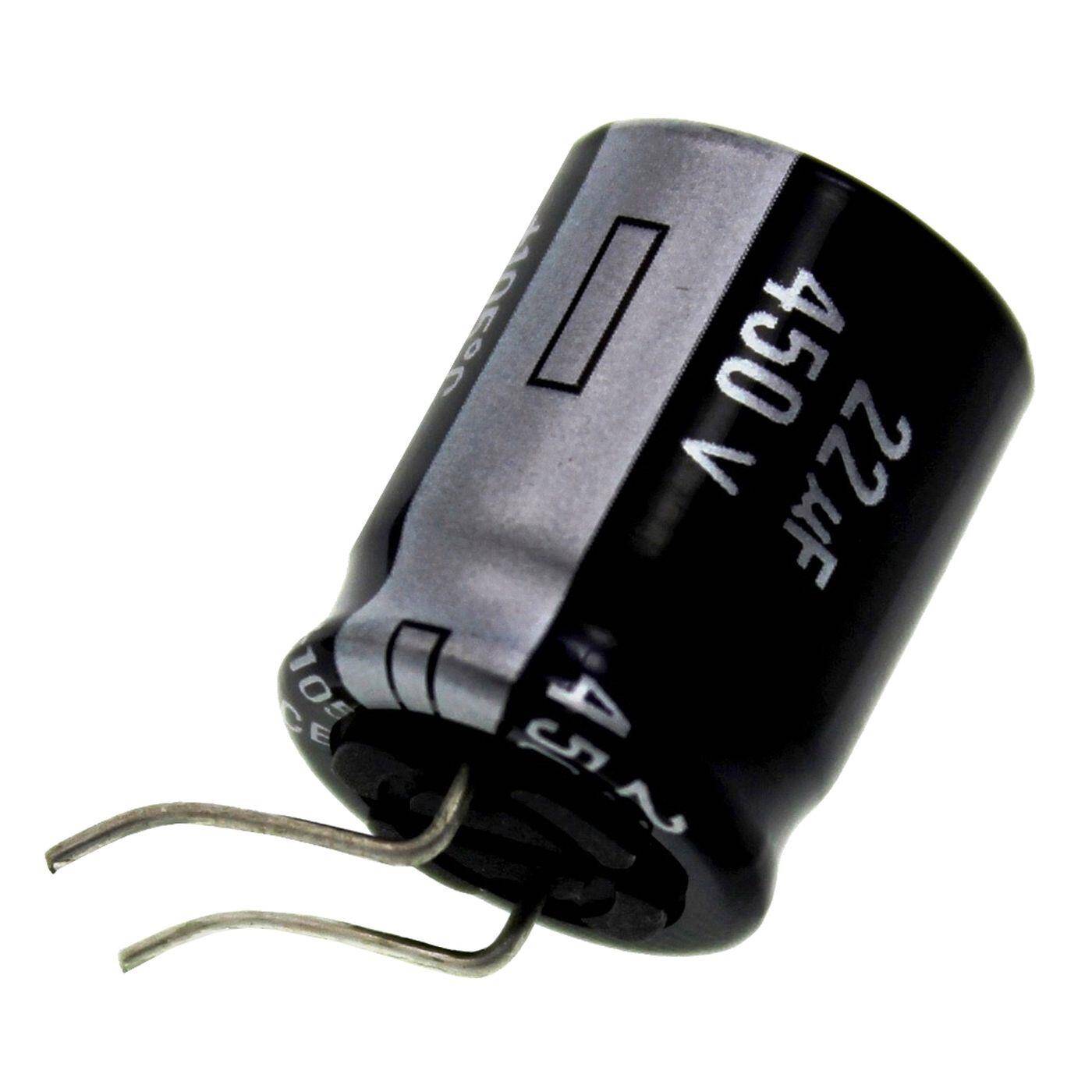 Elko Kondensator Radial 22µF 450V | Elektrolytkondensator bis zu einer Temperatur von 105°C | 16x20mm | 22uF EEUEDW220SPG Panasonic