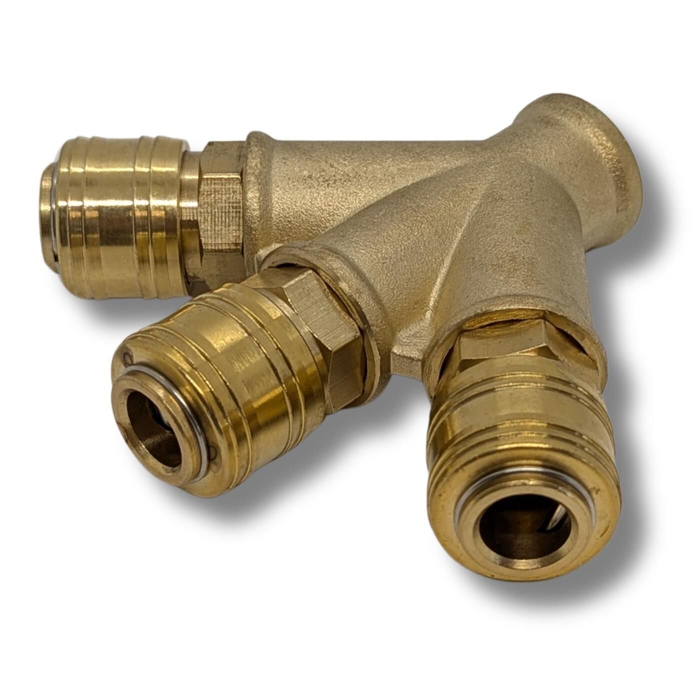 Compressed air distributor 3-fold I with internal thread 1/2" I made of brass I Compressed air distributor I Compressed air diverter I Quick coupling I Multiple distributor I for workshops, businesses and DIY enthusiasts