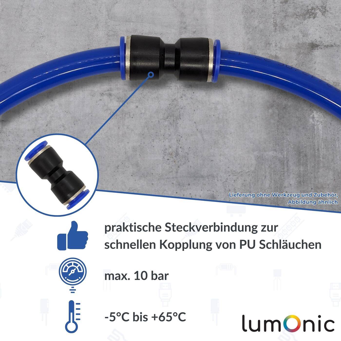 PU hose connector 10mm straight Quick release fastener Pneumatic plug connector Hose connector Compressed air