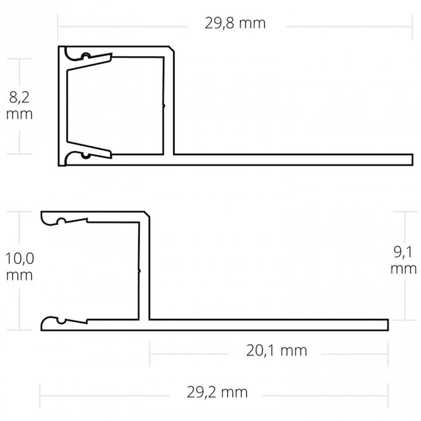 2m LED Profil FP4 Silber 33x12mm Aluminium Fliesenprofil für 10mm LED Streifen