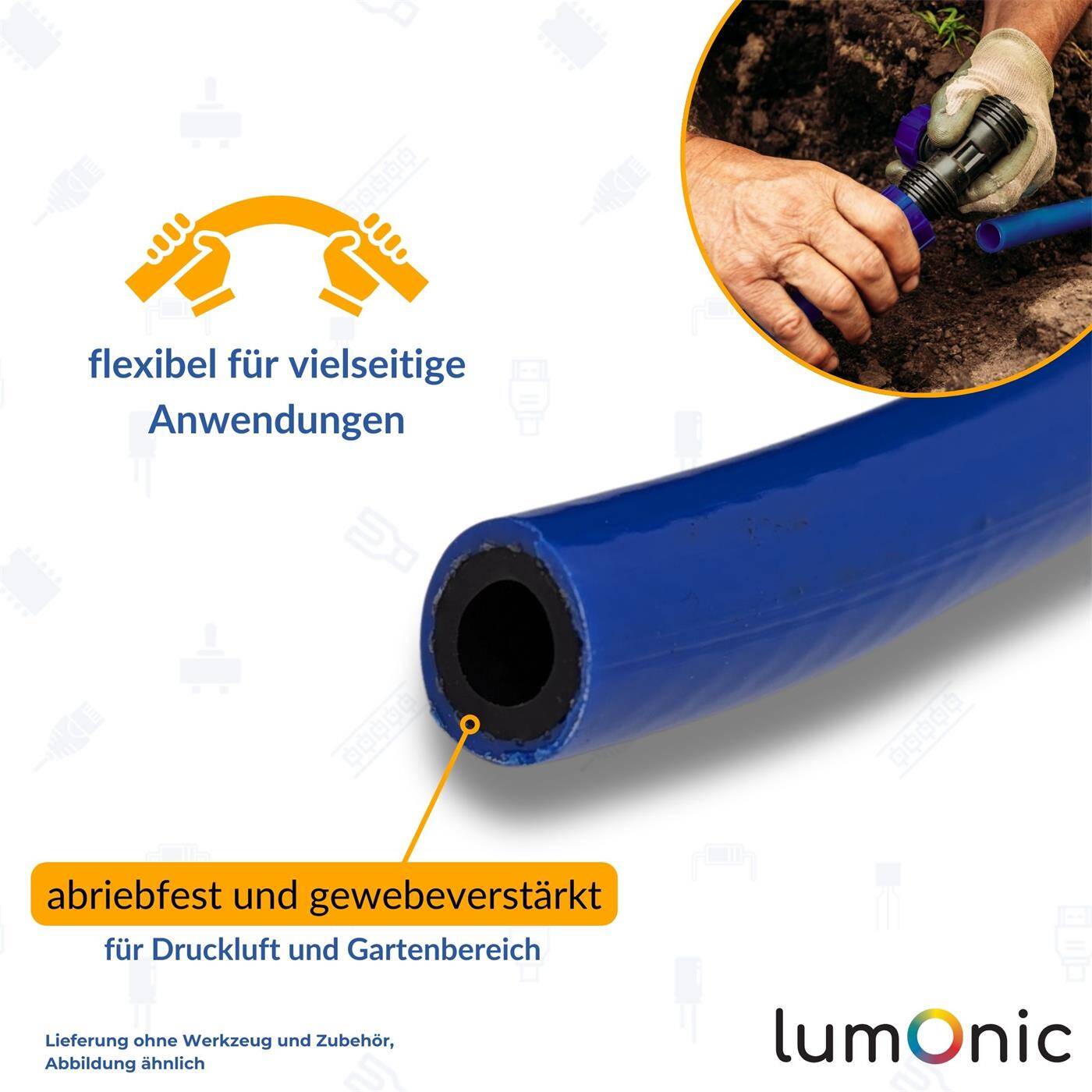 100m Druckluftschlauch 13mm Druckluft & Bewässerung Wasserschlauch PVC Schlauch bis 16 bar flexibel, abriebfest und gewebeverstärkt 100m Druckluftschlauch 13mm Druckluft & Bewässerung Wasserschlauch PVC Schlauch bis 16 bar flexibel, abriebfest und gewebeverstärkt