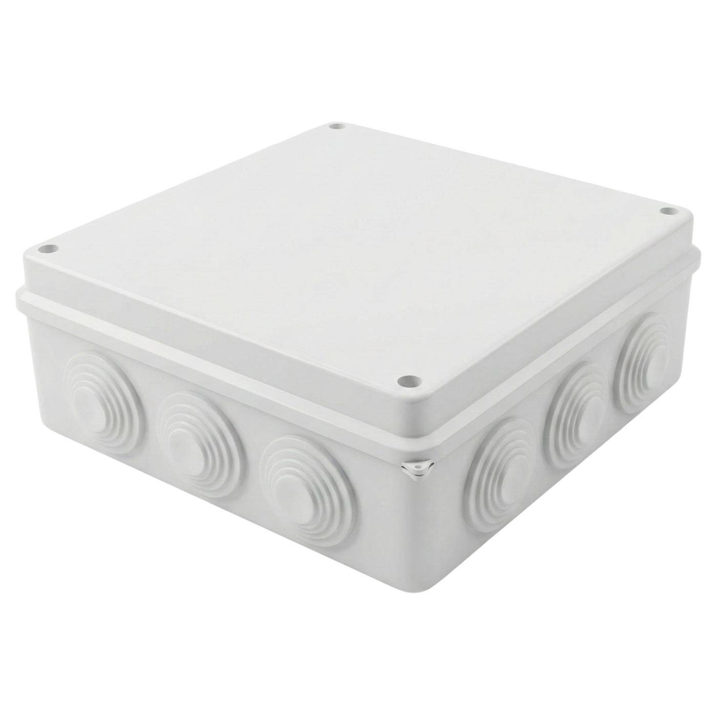 Lumonic Verteilerdose weiß 200x200x80mm mit 12 Öffnungen I Abzweigdose Aufputz - IP65 I Verbindungsdose, Klemmdose, Abzweigkasten für Innen & Außen