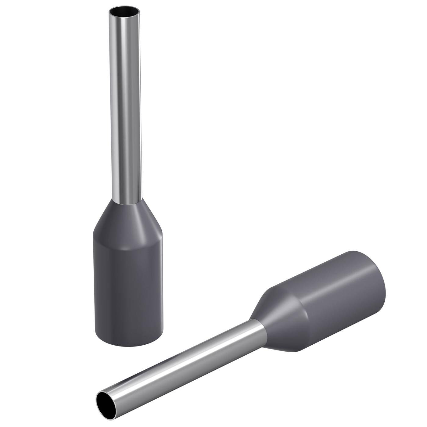 100x Aderendhülse isoliert 0,75mm² grau Kupfer verzinnt 1,2x8mm Hülse