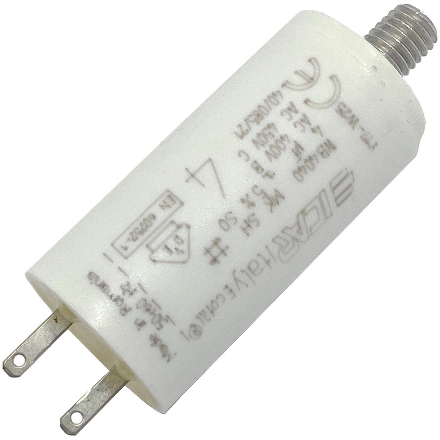 Starting / Motor Capacitor 4µF 400V 25x51mm Plug 2,8x0,8mm ICAR 4uF