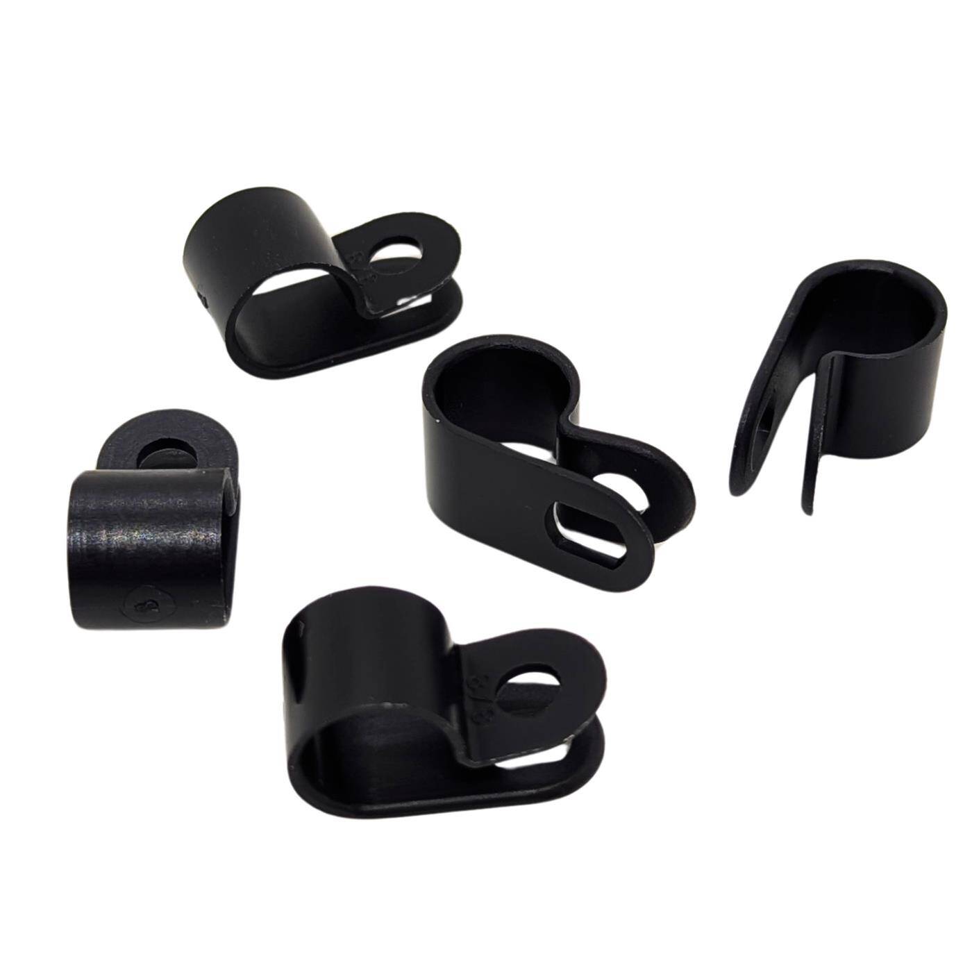 100x P-Clip für Kabel 9mm schwarz Nylon Kabelschelle Kabelhalter Chassisklemmen