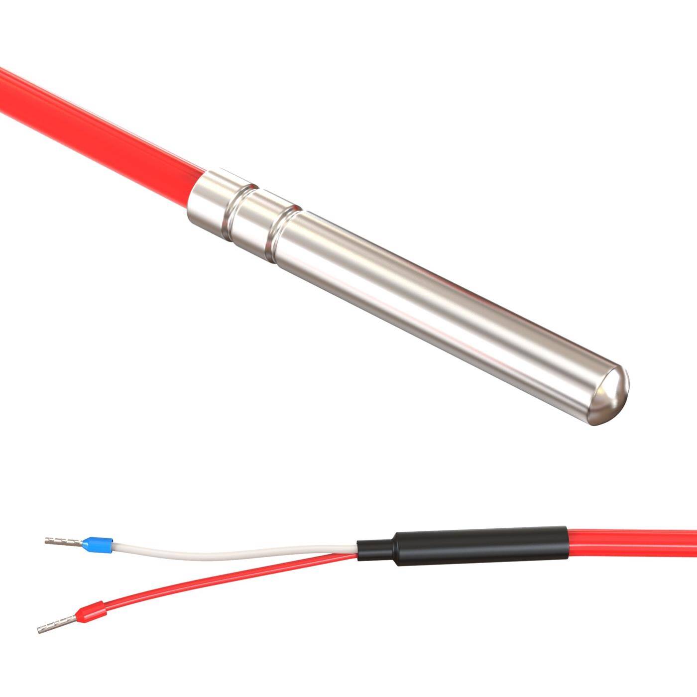 Temperaturfühler PT1000 mit Silikonkabel 2m -50 bis 200°C 6mm 2-Leiter-Anschluss IP65 Temperatursensor Fühler für Heizung, Wärmepumpe, Fotovoltaik, Automation