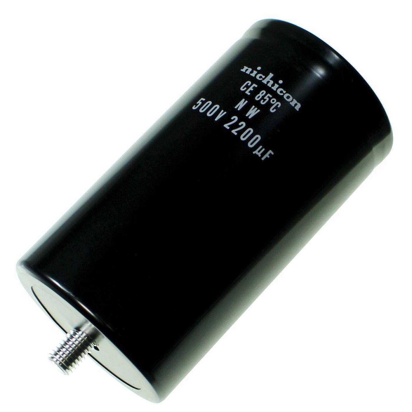 Screw Elko Capacitor 2200µF 500V | Electrolytic capacitor up to a temperature of 85°C | 76,2x143mm | 2200uF LNW2H222MTEBNU Nichicon