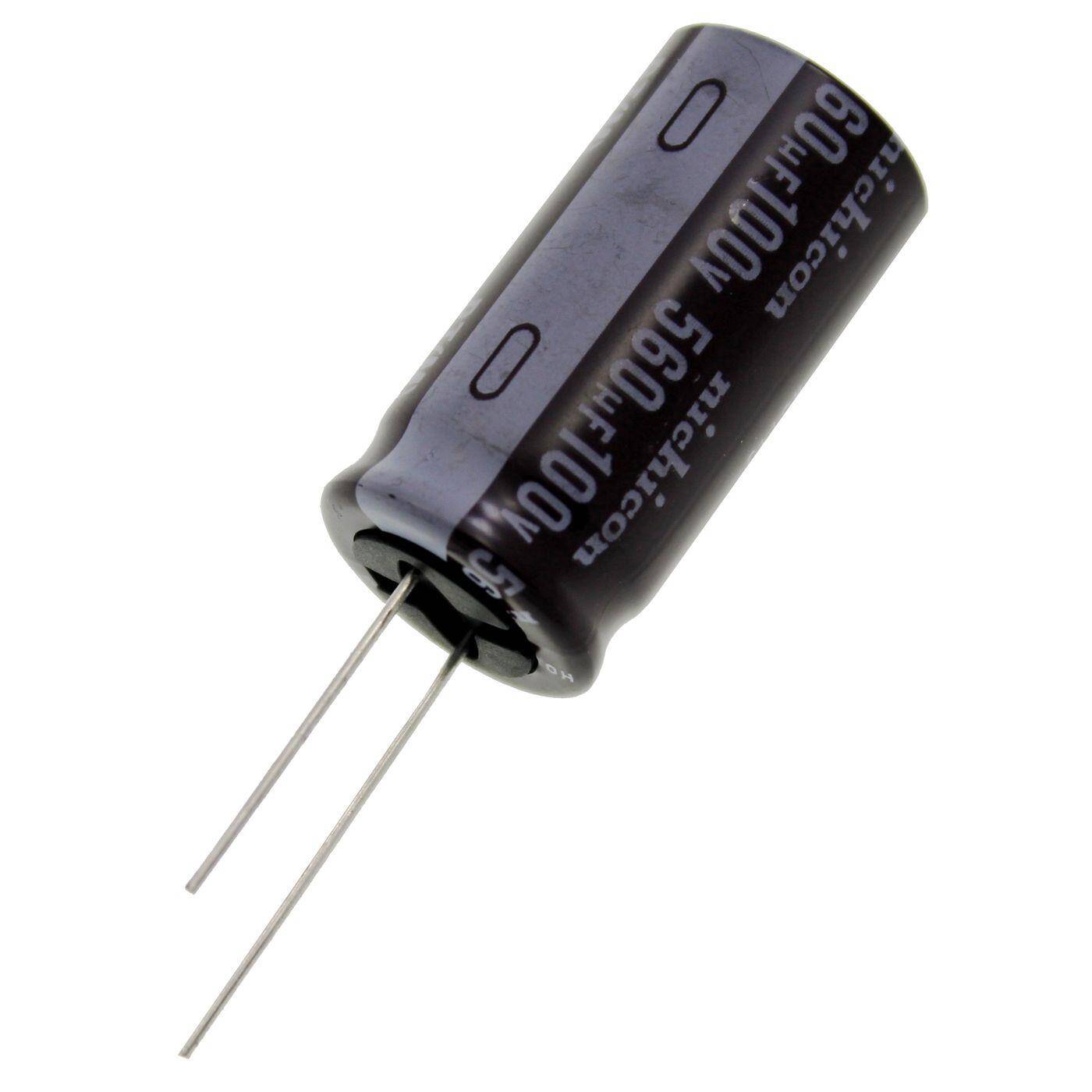 Elko Kondensator Radial 560µF 100V | Elektrolytkondensator bis zu einer Temperatur von 105°C | 18x36mm | 560uF UPJ2A561MHH Nichicon