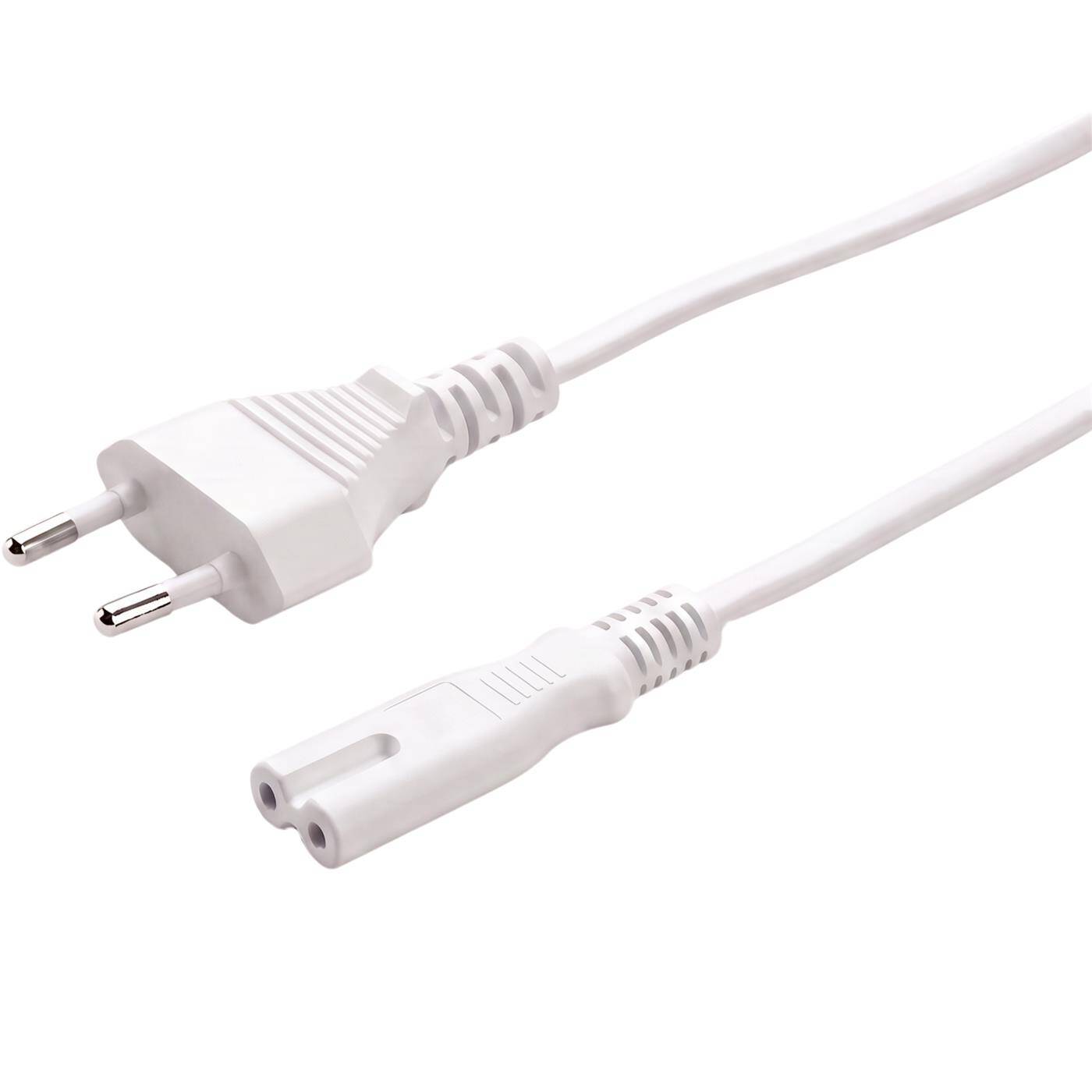 Lumonic Netzkabel Eurostecker auf C7, für TV und Konsole, Weiß 0,5 m, 230 V - Passt an TV, Radio und Konsole, beidseitig steckbare C7-Kupplung, Knickschutz gegen Kabelbruch