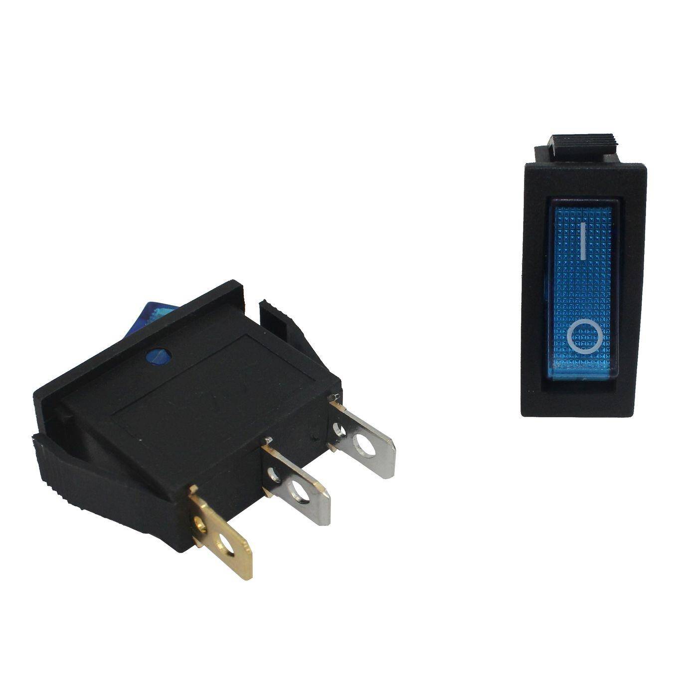 5x Off switch 1pole 12V 20A I-0 31x14mm Blue Rocker switch