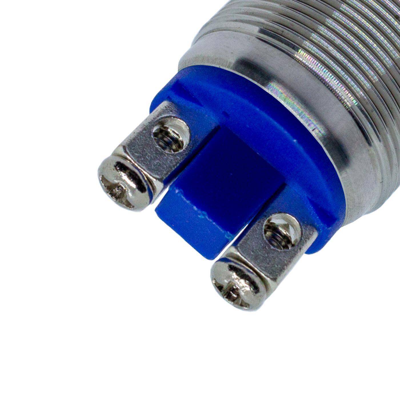 Lumonic Edelstahl Drucktaster flach 19mm Durchmesser Button I Maße: Schraubanschluss 250V 3A I Vandalismussicher nach dem IP65 Standard