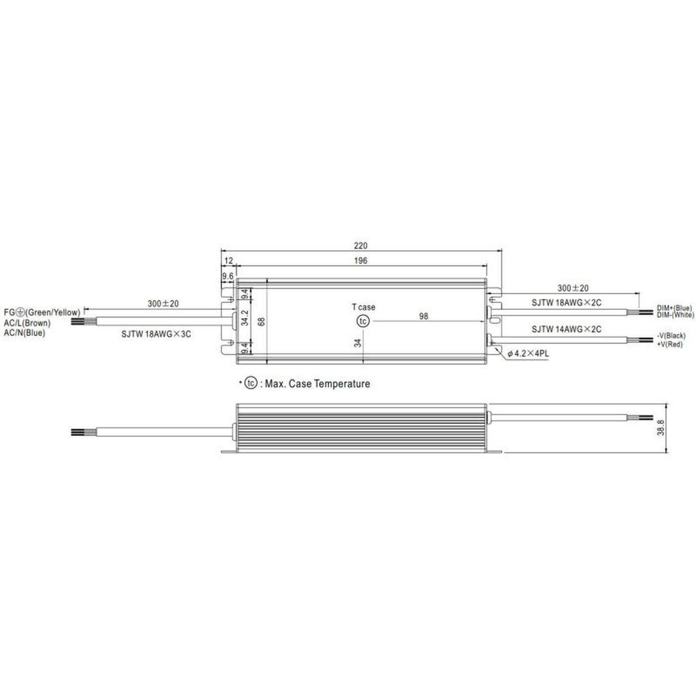 HLG-120H-12B 120W 12V 10A LED Netzteil Trafo Treiber IP67 Dimmbar 0-10V PWM