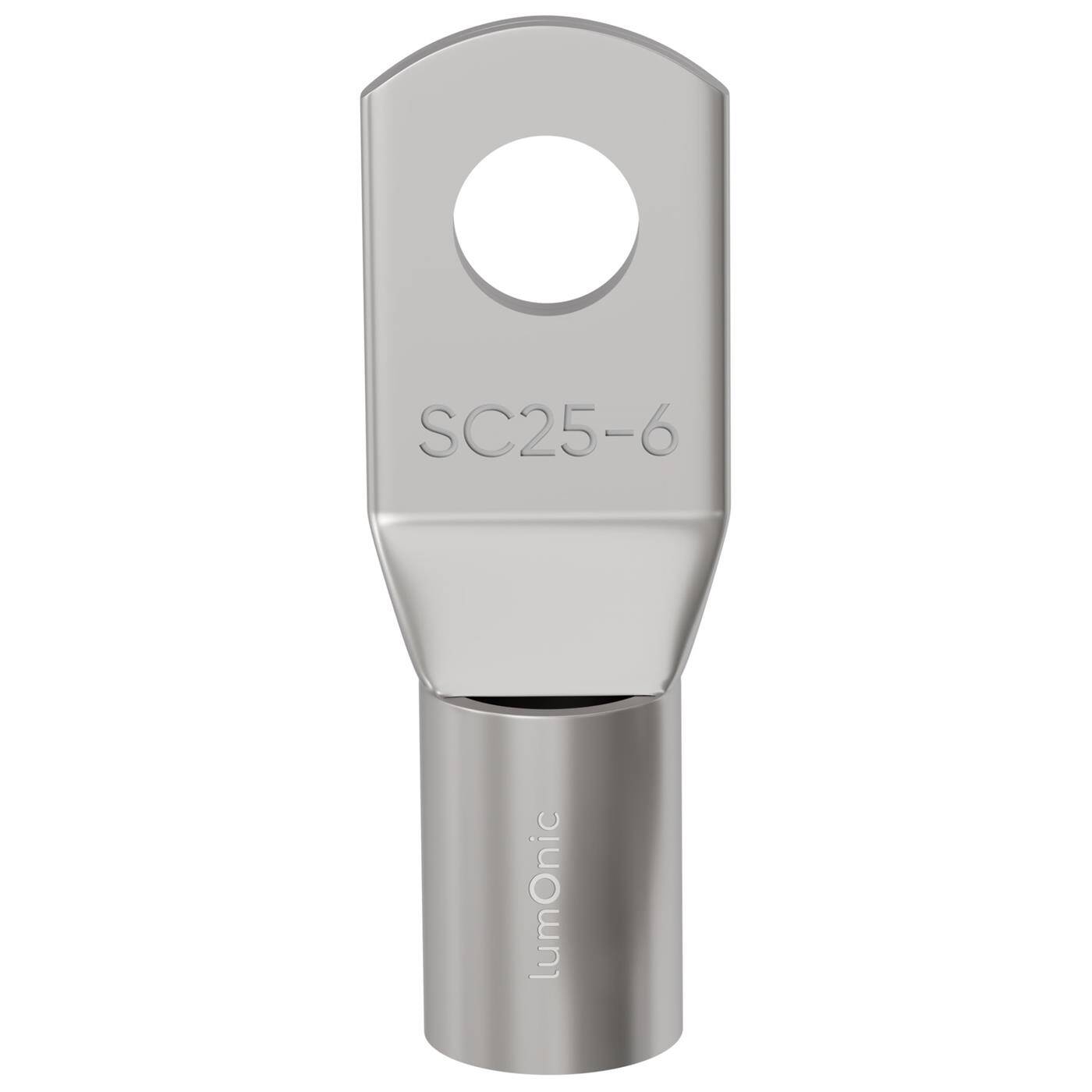 10x Rohrkabelschuh blank 25mm² Lochdurchmesser M6 SC25-6 Ringzunge Kupfer verzinnt