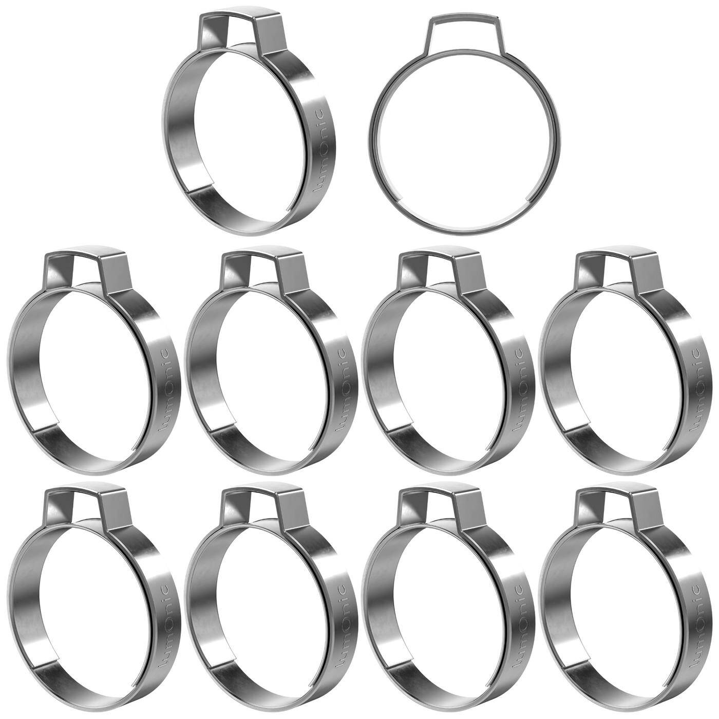Lumonic I 10x 1-ear clip 28,4-31,6mm I V2A Stainless steel I Single ear clip I Hose clamp I for Compressed air, Pipe systems, Garden, CAR