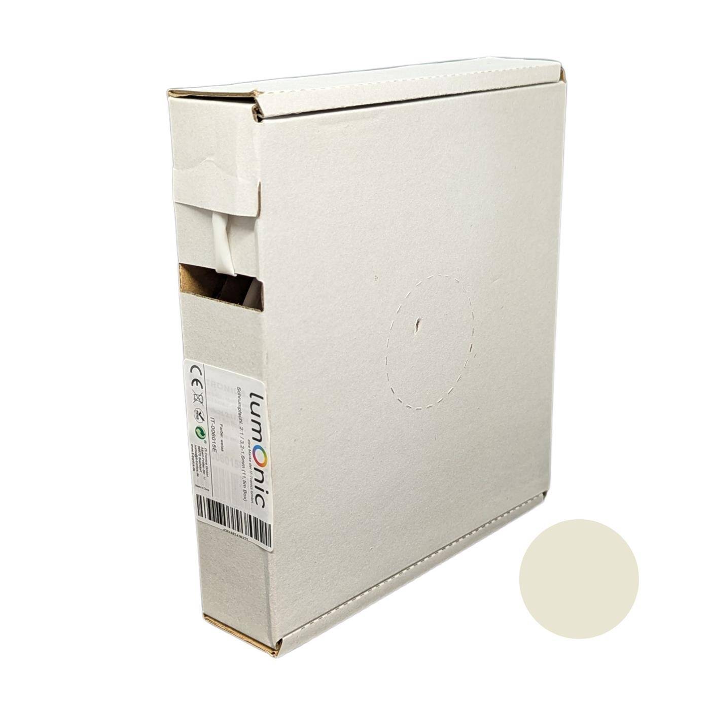 11,5m Heat shrink tubing Box 2:1 3,2 -> 1,6mm White Flexible
