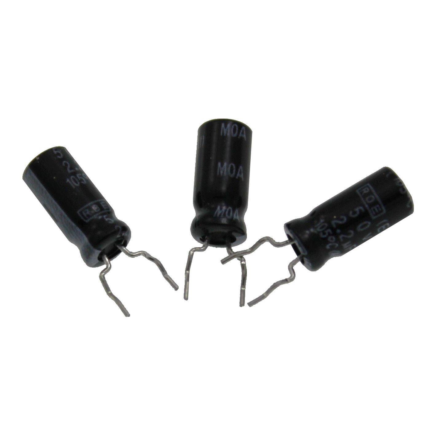 Elko Kondensator Radial 2,2µF 50V | Elektrolytkondensator bis zu einer Temperatur von 105°C | 5x11mm | 2,2uF EKI06AA122H00K Vishay