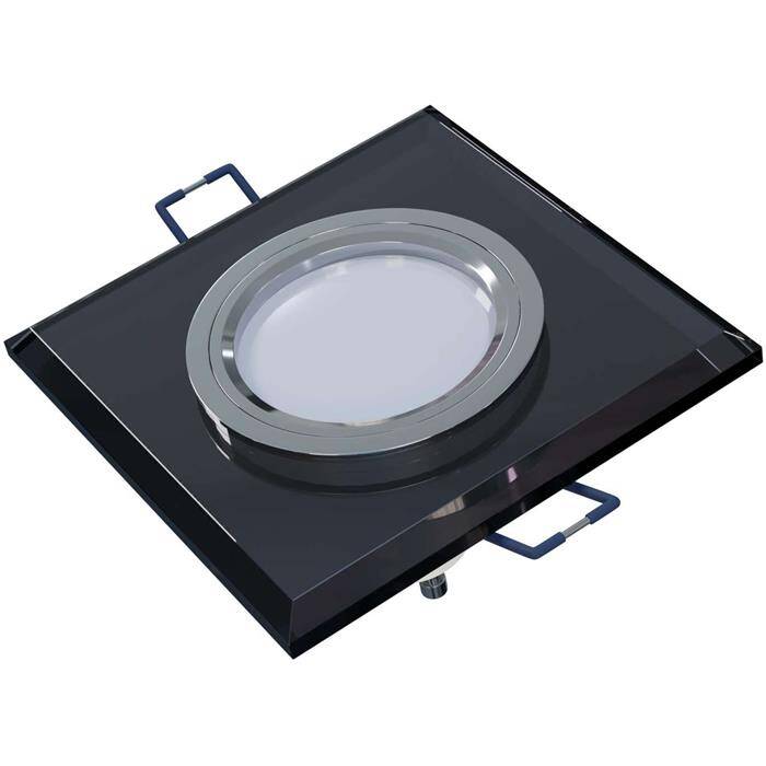 LED Einbaurahmen Quadratisch 90x90x25mm Schwarz Glas 8mm Spot GU10 MR16