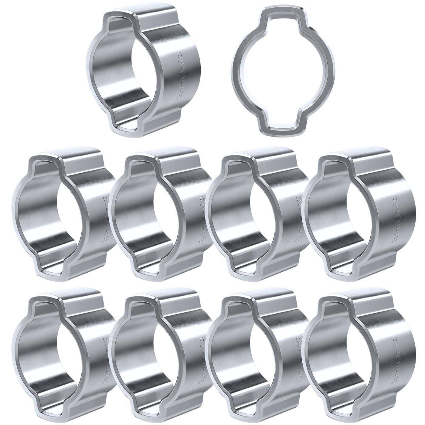10x 2-Ohr-Schelle 7-9mm Stahl Verzinkt Zweiohrschelle Schlauchschelle für Druckluft, Rohrsysteme, Garten, KFZ