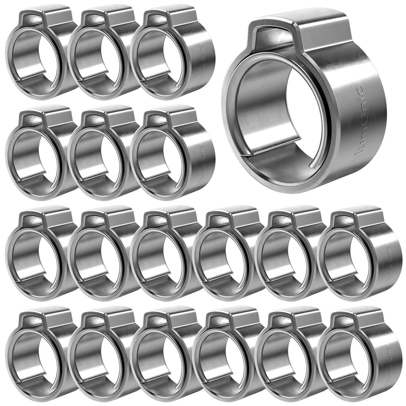 20x 1-ear clip 7,3-9,0mm V2A Stainless steel Single ear clip Hose clamp for Compressed air, Pipe systems, Garden, CAR