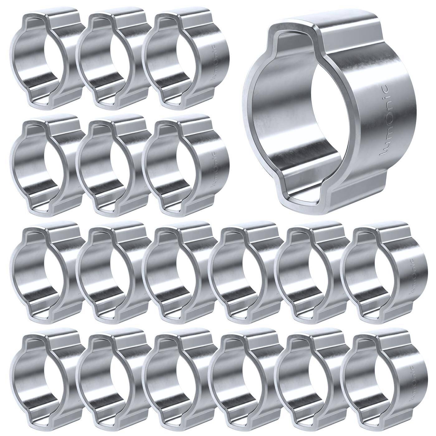 20x 2-Ohr-Schelle 7-9mm Stahl Verzinkt Zweiohrschelle Schlauchschelle für Druckluft, Rohrsysteme, Garten, KFZ