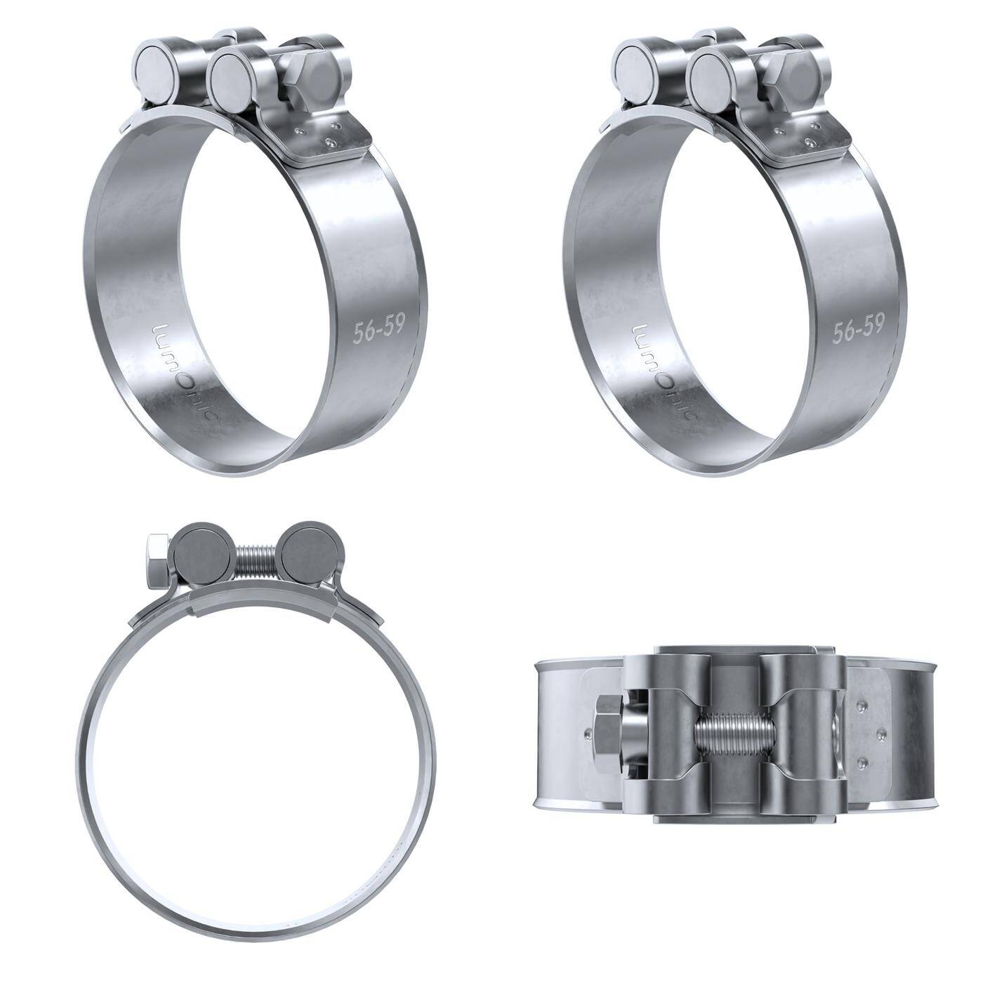 4x Lumonic Hinge pin clamp 56-59mm  Exhaust clamp for construction cars trucks