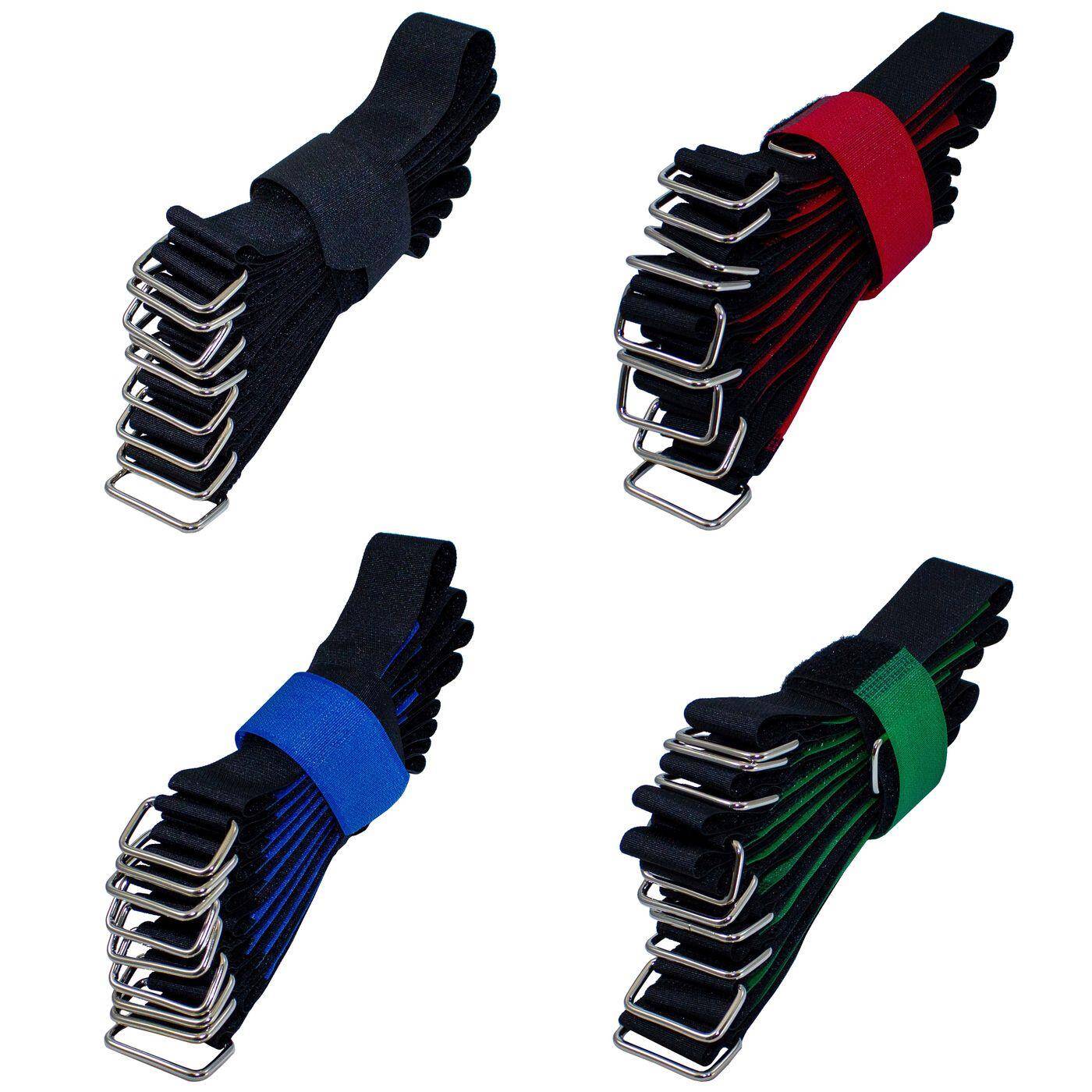 10x Hook + Loop Cable tie 400 x 30mm Black crossed  Hook + Loop fastener