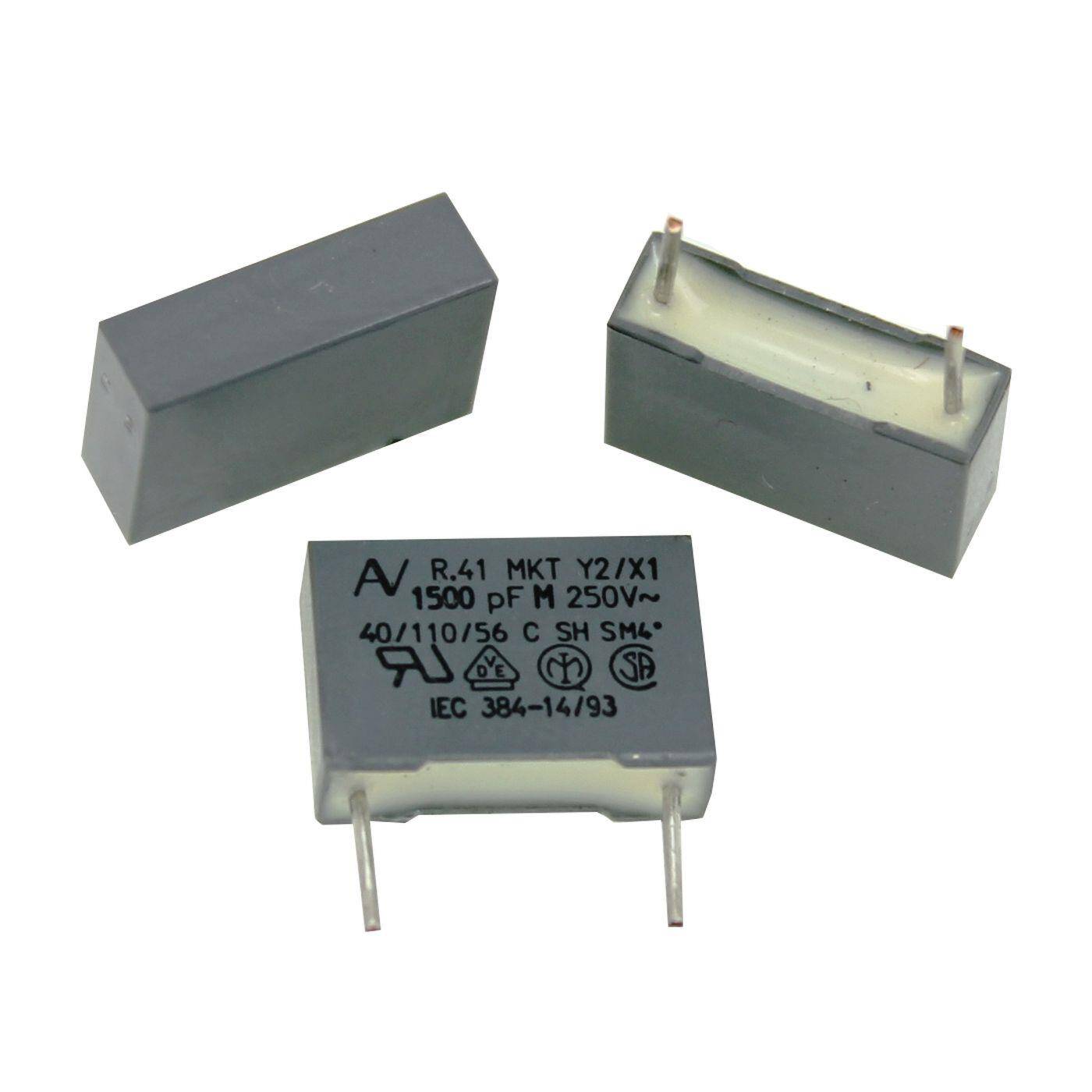 Arcotronics MKP Foil Capacitor | 0,0015µF 300V AC I 2-Pin Connection I 2-Pin I 0,0015uF, 1,5nF I Capacitor against flickering | for household appliances, power tools, building technology, industrial applications, LED
