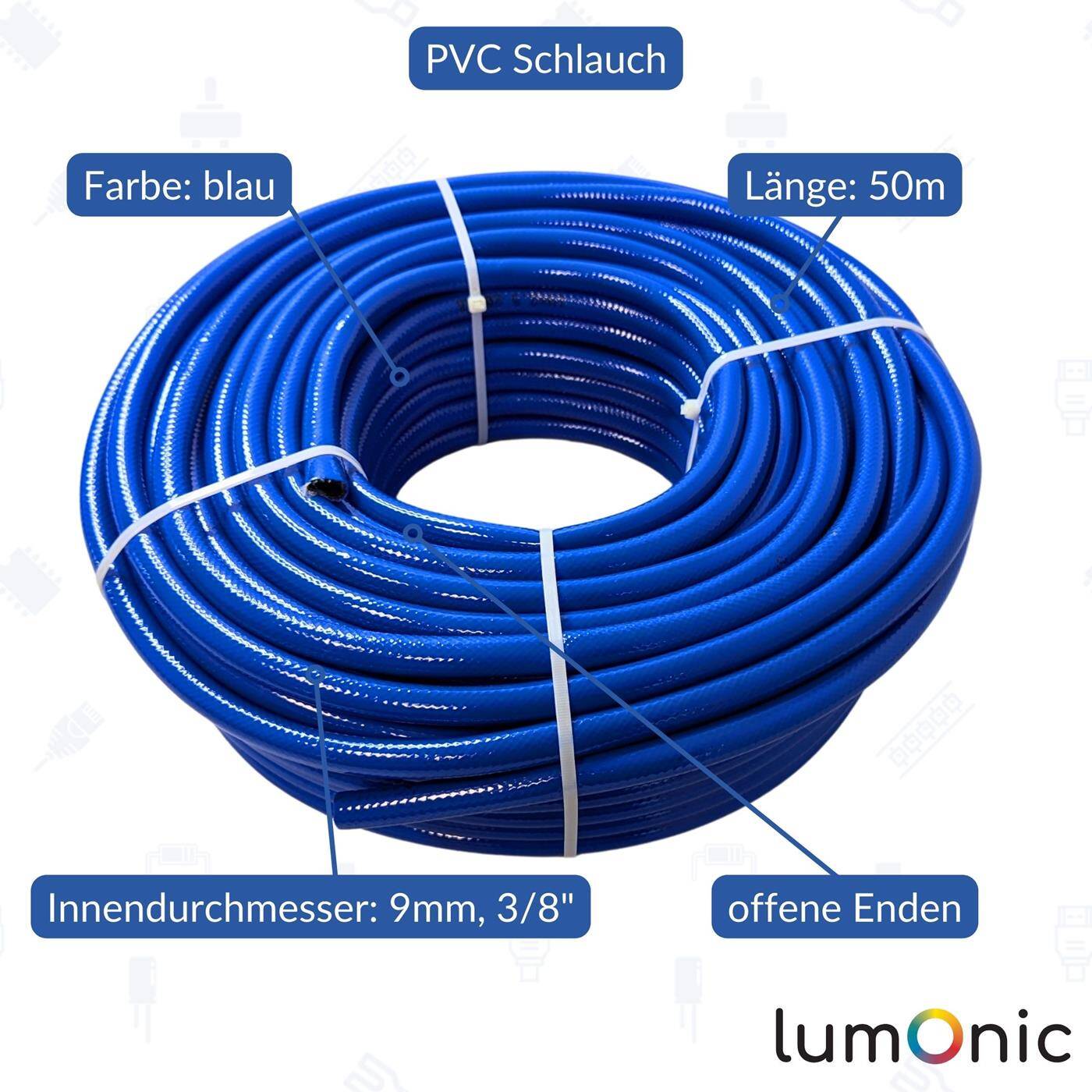 50m Compressed air hose 9mm Compressed air Water hose PVC hose up to 20 bar Flexible, abrasion-resistant and fabric-reinforced 50m Compressed air hose 9mm Compressed air Water hose PVC hose up to 20 bar Flexible, abrasion-resistant and fabric-reinforced