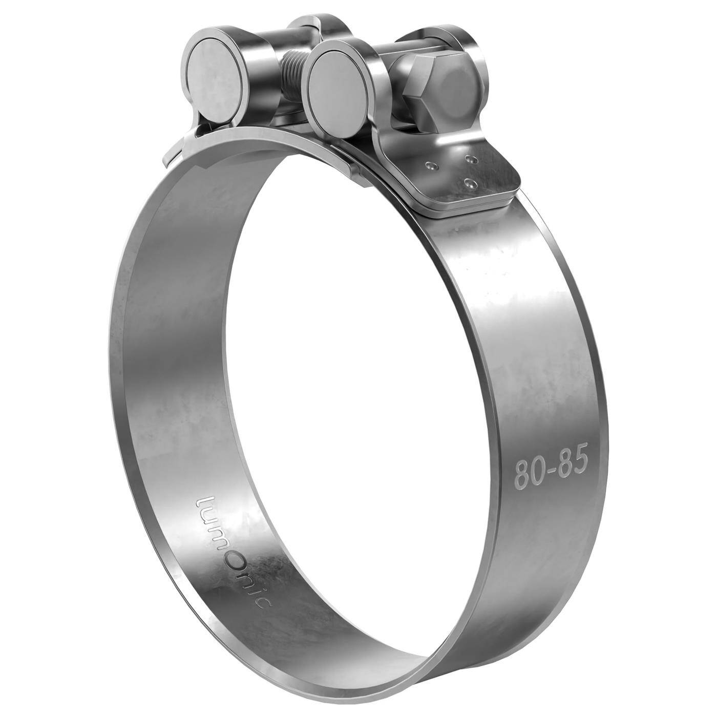 1x Lumonic Hinge pin clamp Stainless steel 80-85mm V2A Exhaust clamp for construction cars trucks