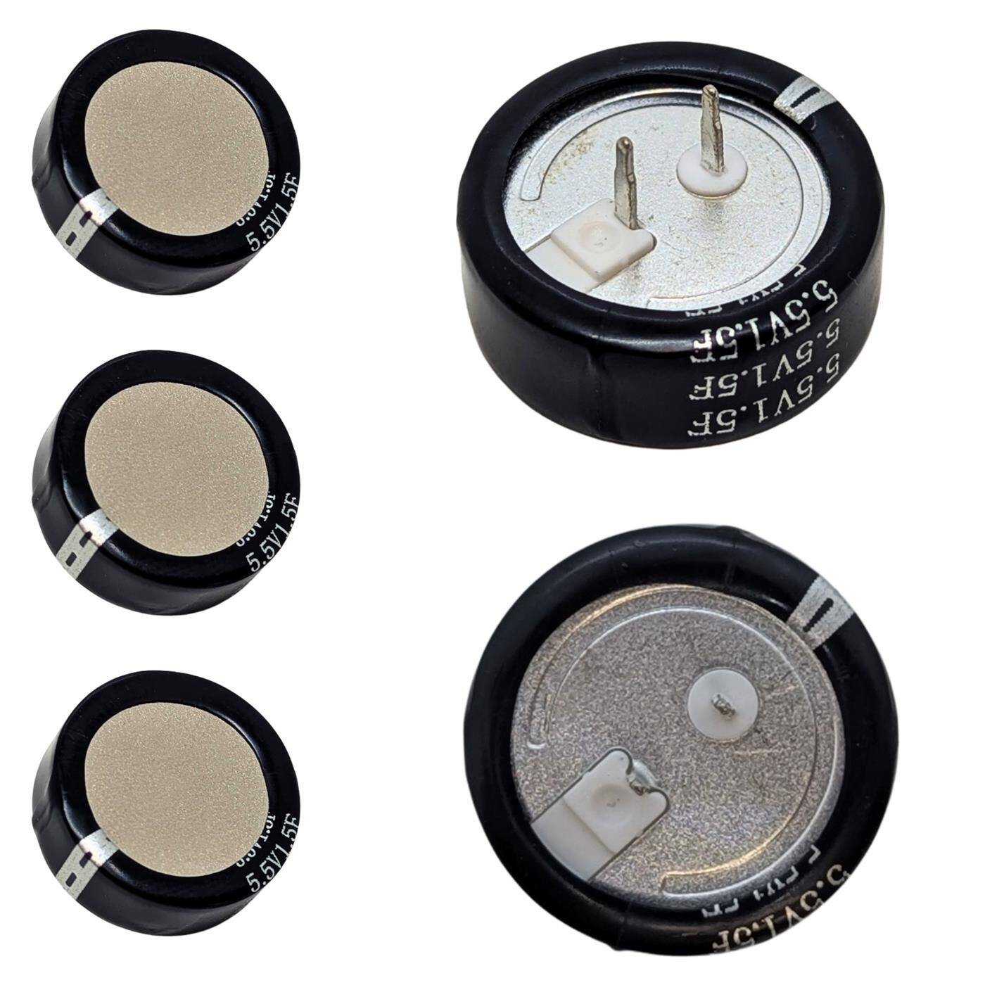 5x Supercap 1,5F 5,5V C-Type, EDLC for direct use, high capacity, 5.5V monoblock - no balancing necessary, flicker protection, backup, Arduino, PLC, heating