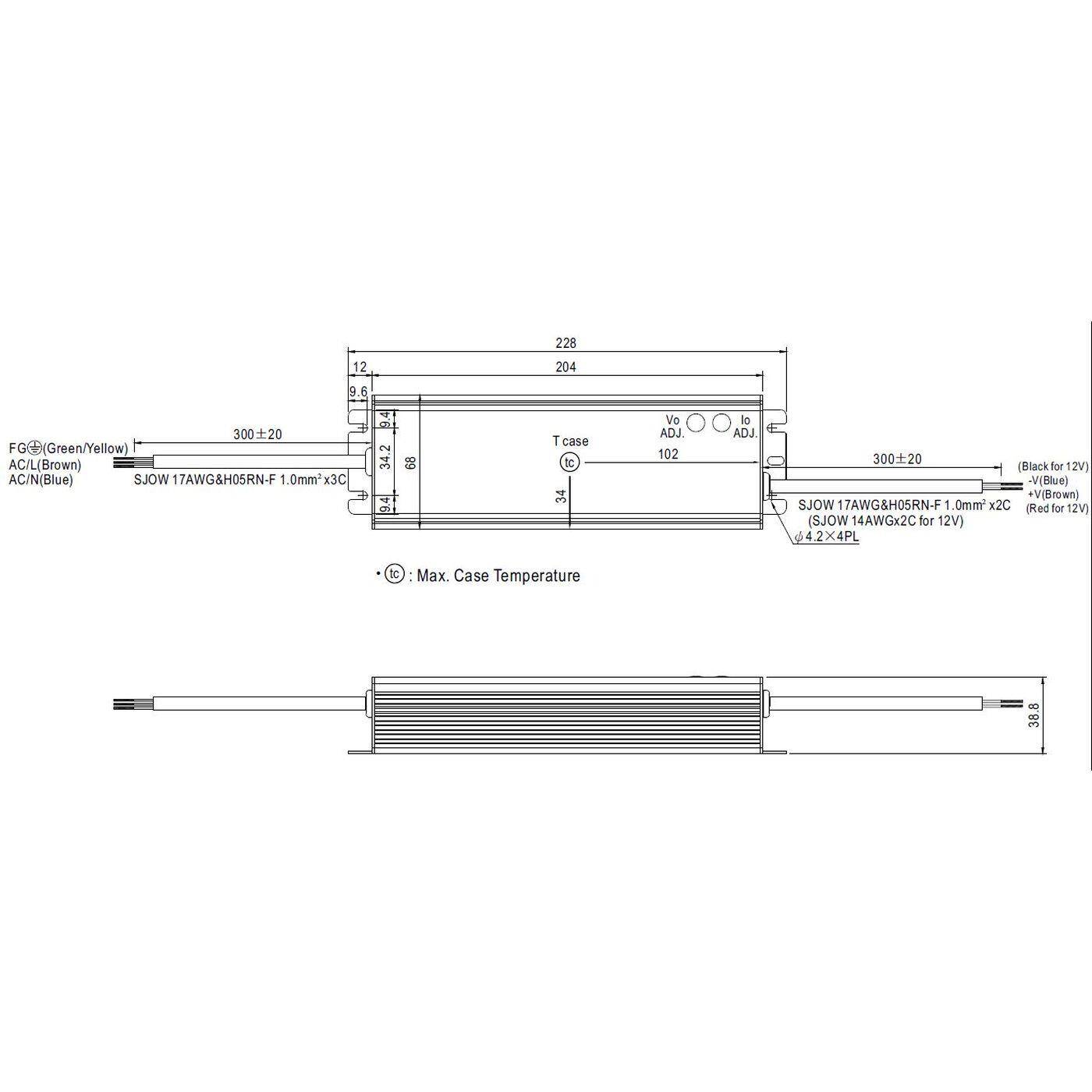 HLG-150H-12A 150W 12V 12,5A LED Netzteil Trafo Treiber IP65