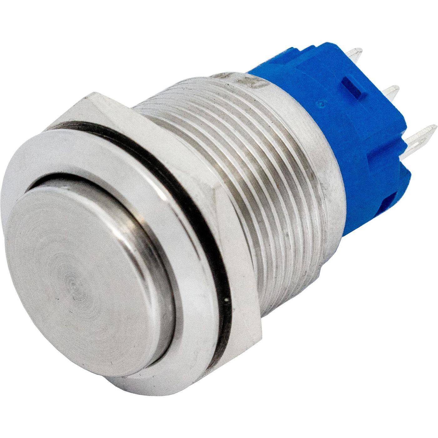 Lumonic Edelstahl Druckschalter erhaben 19mm Durchmesser Button I Maße: 2,8x0,5mm Pin s 250V 3A I Vandalismussicher nach dem IP65 Standard