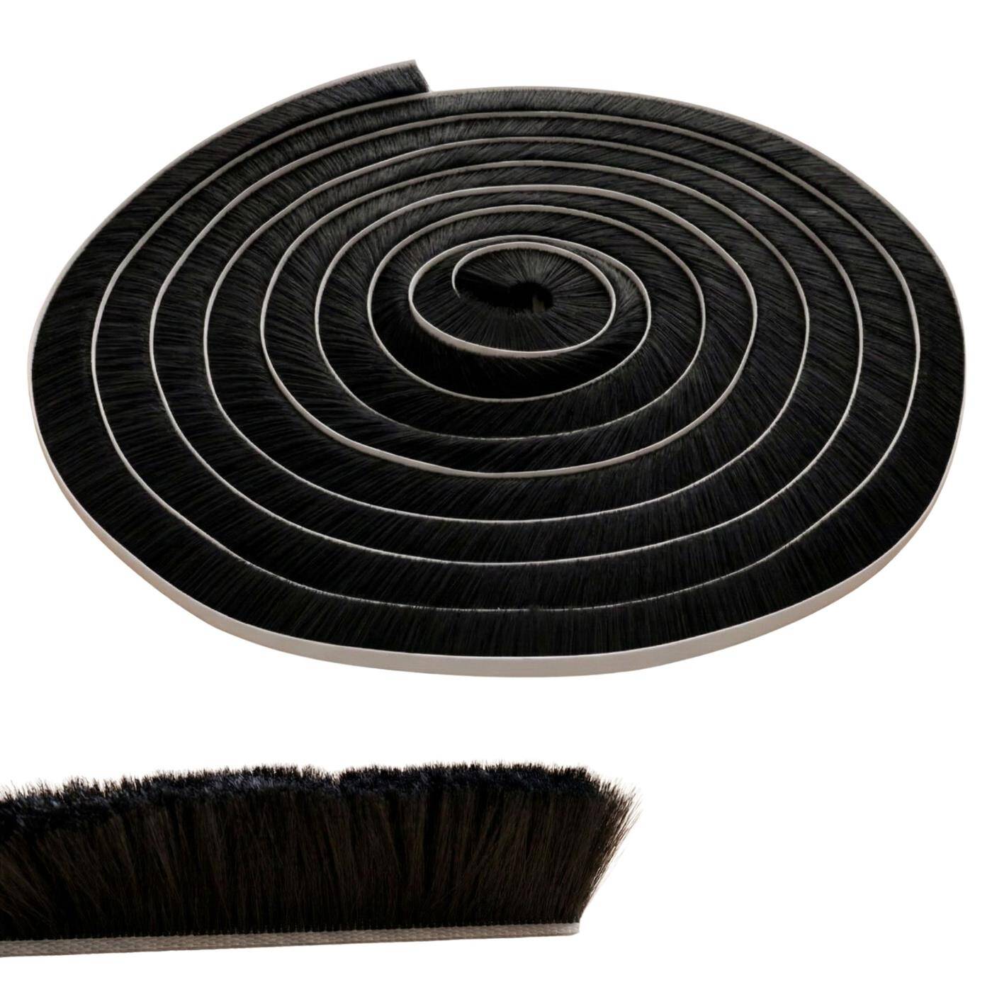 Lumonic 10m Bürstendichtung schwarz 20mm | Selbstklebend + Zuschneidbar | Zugluftstopper, Kälteschutz, Insektenschutz für Fenster, Türen, Schrank