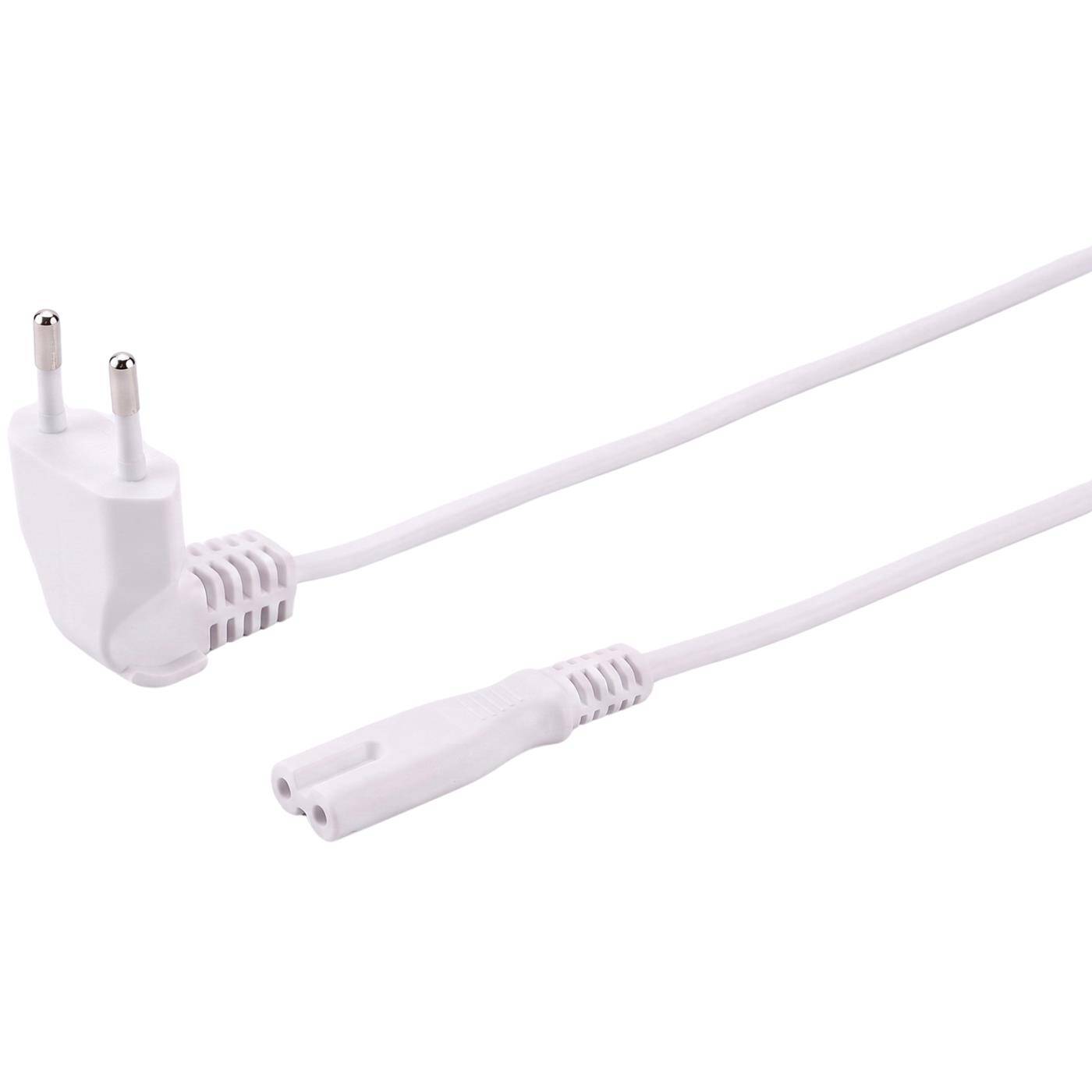 Lumonic Netzkabel Eurostecker 90° Gewinkelt auf C7, Weiß 5 m, 230 V - 90° Winkelstecker spart Platz, für Steckdosen hinter Möbeln, Knickschutz gegen Kabelbruch, C7-Kupplung für TV und Konsole