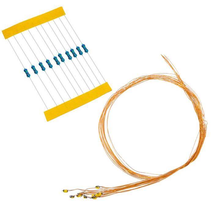 10x Superbright LEDs SMD 0402 Cold White with Enamelled copper wire 20cm + 12V Series resistor