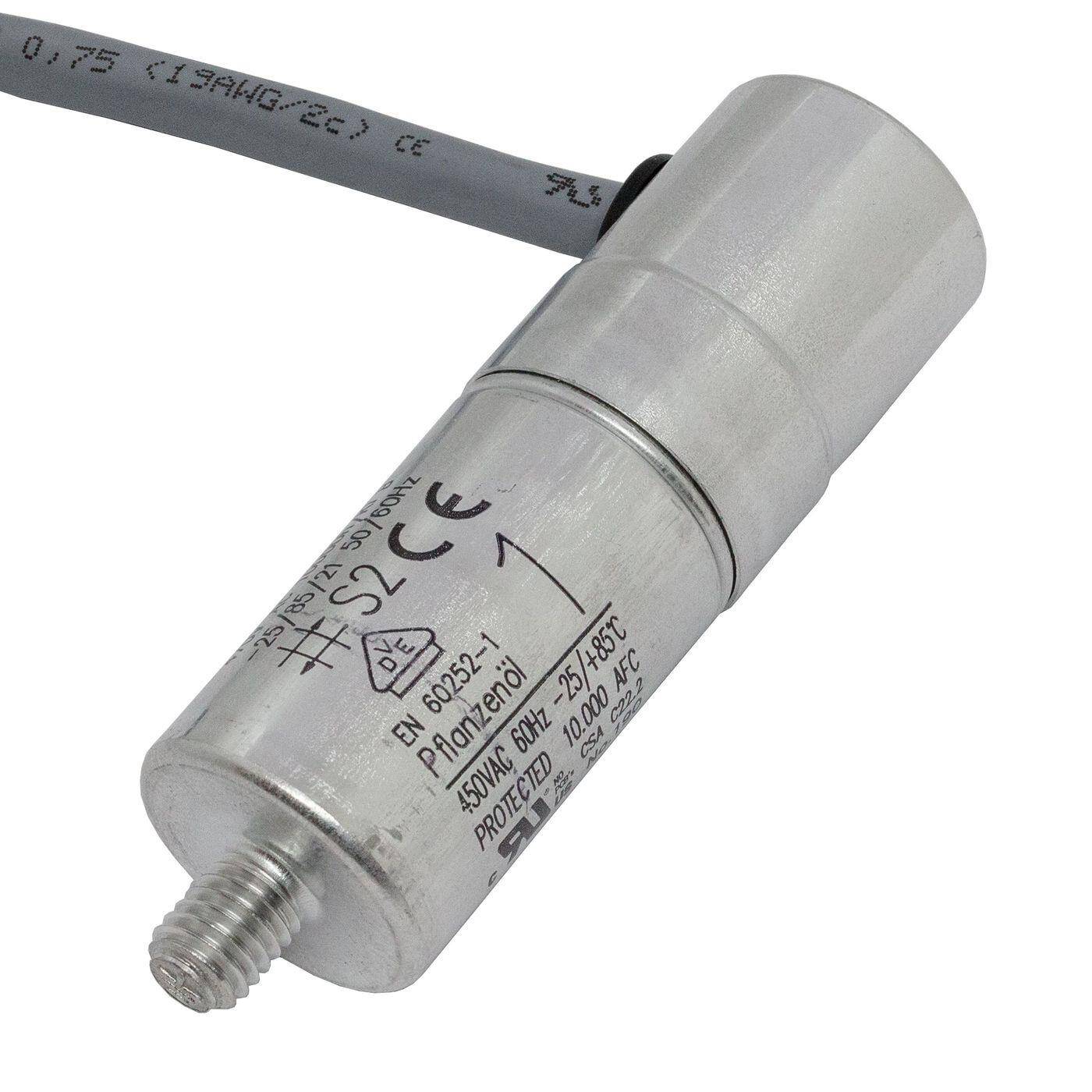Lumonic Anlaufkondensator Hydra MKP-500 1-C inkl. Kabel 40cm | Motorkondensator 1µF 470V 25x75mm I Kondensator mit hochwertigem Metallgehäuse