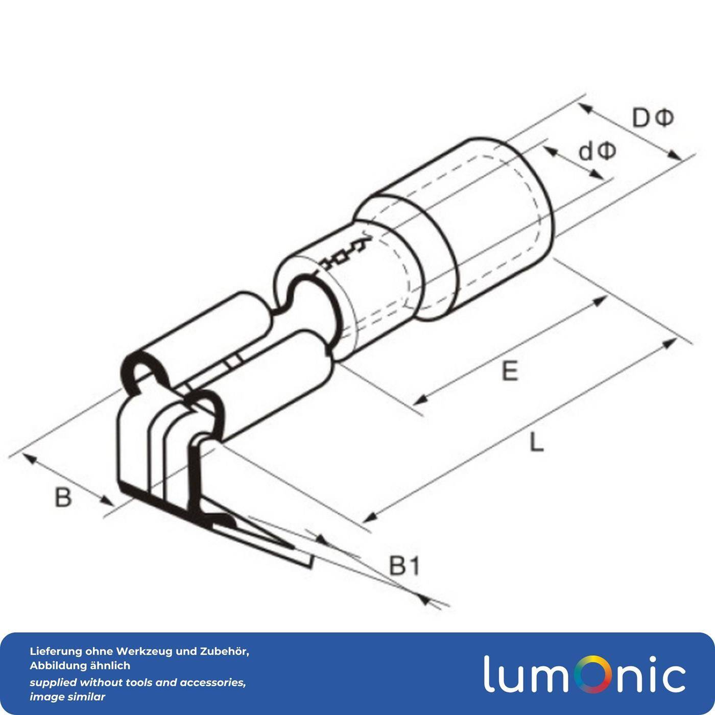 Lumonic 25x Flachsteckhülse mit Abzweig 0,5-1,5mm²  | für Flachstecker 0,8 x 6,4mm | teilisoliert | Kabelverbinder ohne Löten | 2 Kabel, 1 Anschluss, ohne Lüsterklemme | KFZ, Maschinenbau