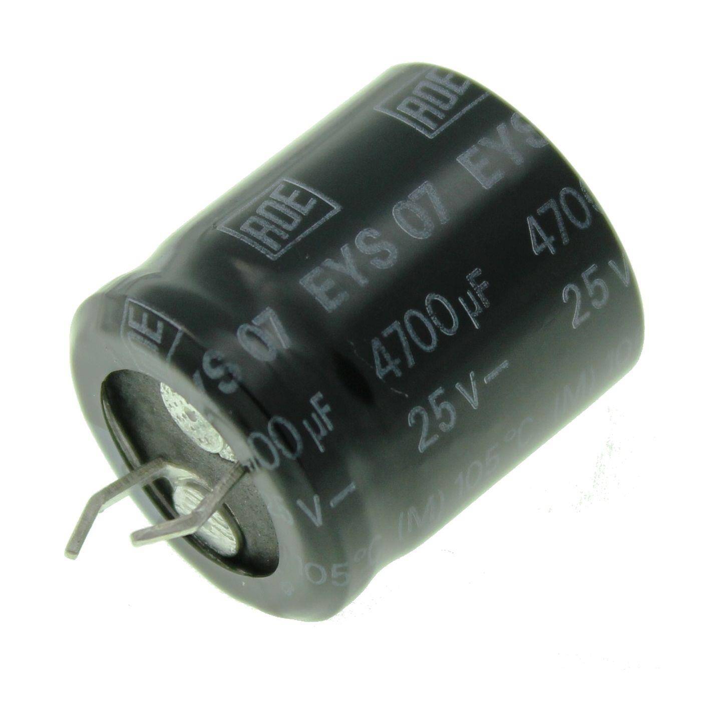 Snap-In Elko Kondensator 4700µF 25V | Elektrolytkondensator bis zu einer Temperatur von 105°C | 22x25mm | 4700uF LEYS07LU447E01 Roederstein