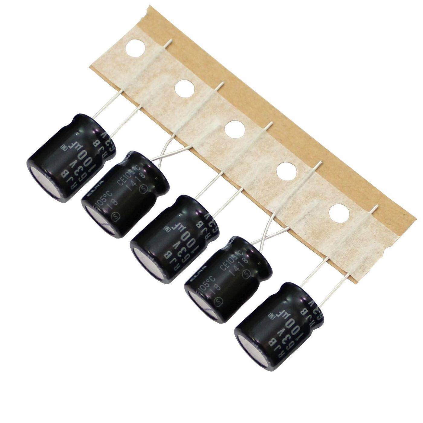 Elko Kondensator Radial 100µF 63V | Elektrolytkondensator bis zu einer Temperatur von 105°C | 12x12,5mm | 100uF RJB-63V101MH3Y1-T2 Elna