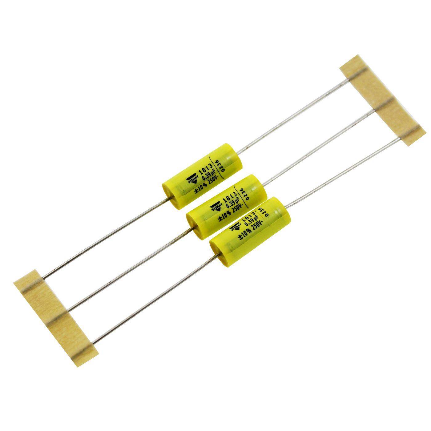Vishay MKT Foil Capacitor | 0,39µF 250V DC I 2-Pin Connection I 2-Pin I 0,39uF, 390nF I Capacitor for crossover networks of loudspeakers or for interference suppression of electrical devices