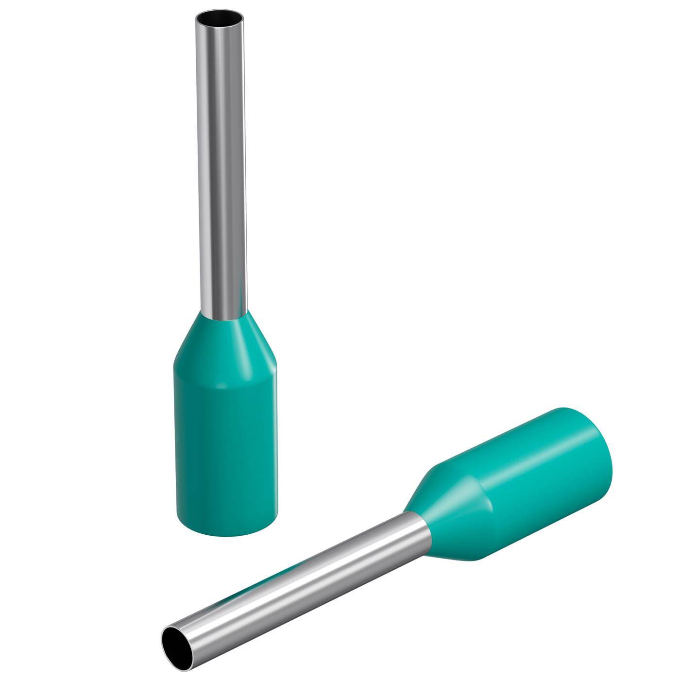 100x Aderendhülse isoliert 0,34mm² Türkis Kupfer verzinnt 0,9x6mm Hülse