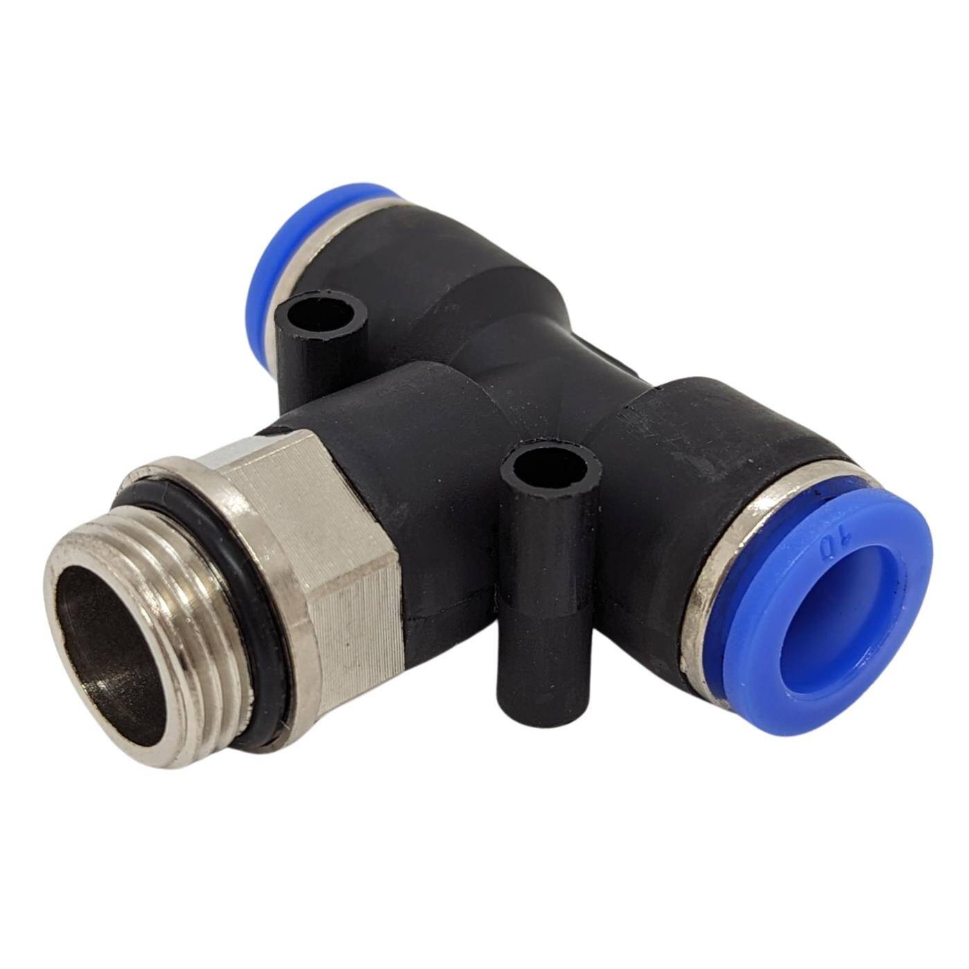 PU Schlauch T-Steckverbinder Fitting mit Außengewinde 10mm*3/8Zoll T-Stück Push-in pneumatischer Steckverbinder T-Verteiler Druckluft & Automatisierung